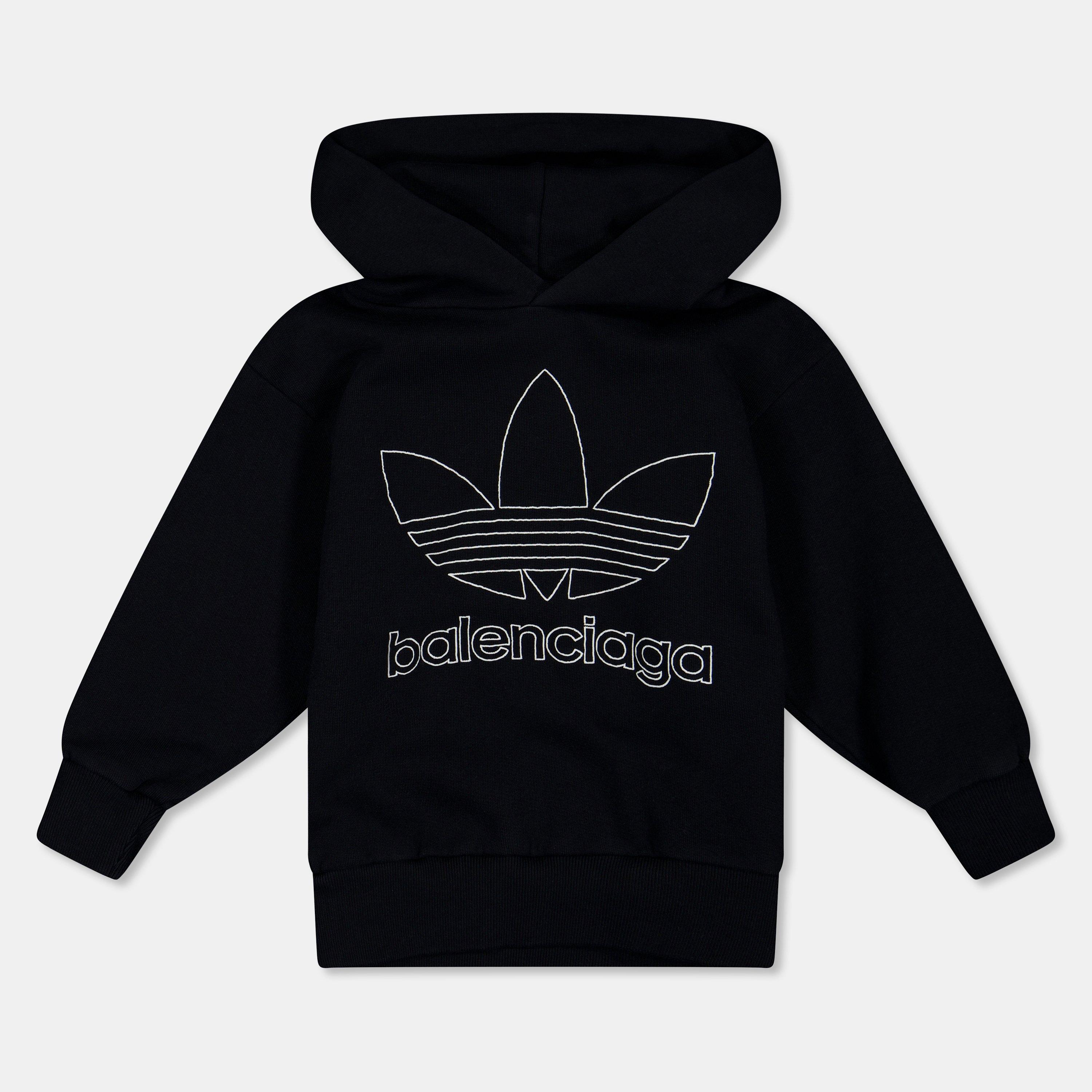 Black/White - Balenciaga - Unisex Over the Head Kids Hoodie - 1
