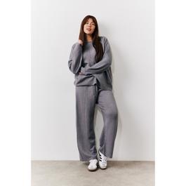 In The Style Blue Seam Front Knit Co-Ord Wide Leg Trousers