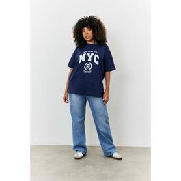 fITS Navy NYC Printed Graphic Varsity T-Shirt