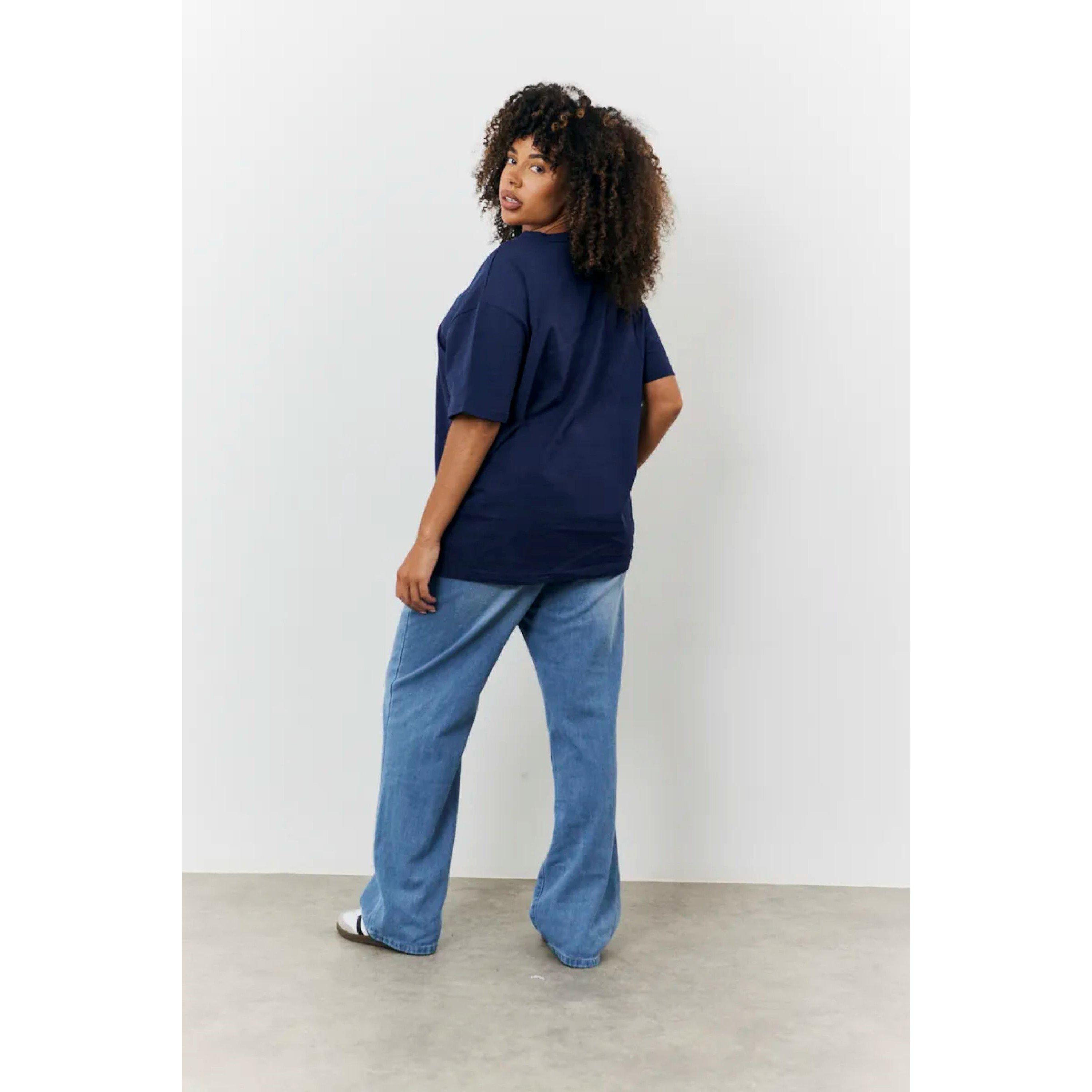 Navy - fITS - Navy NYC Printed Graphic Varsity T-Shirt - 2