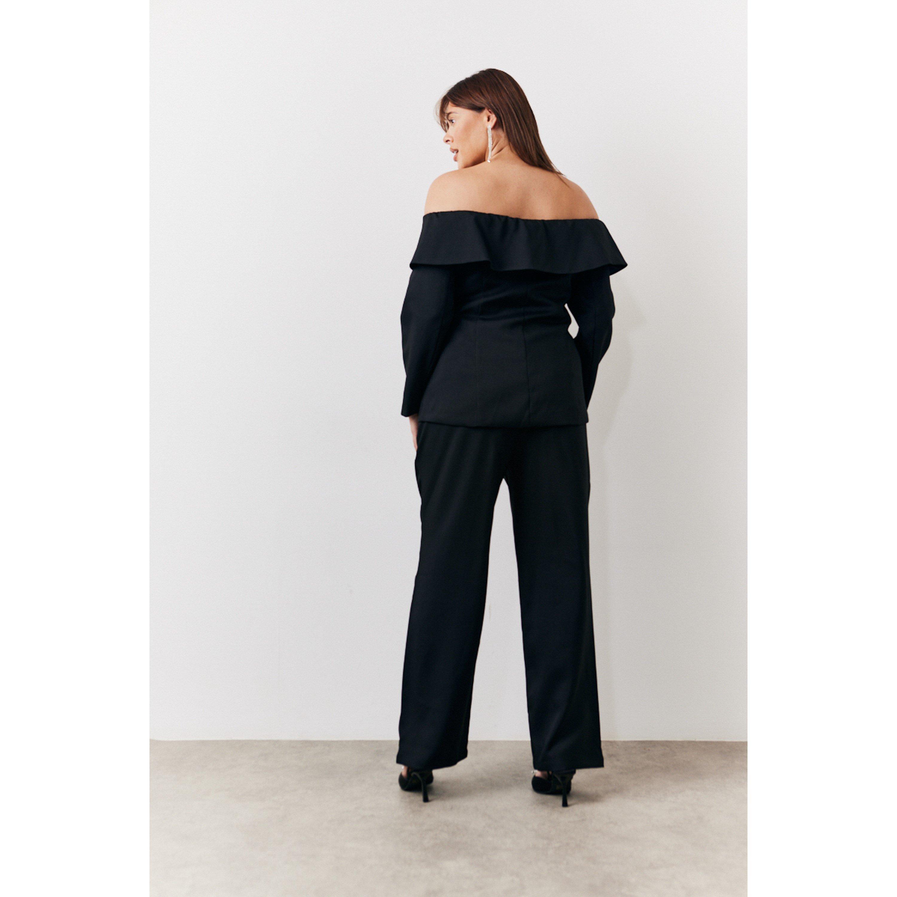 Black - In The Style - Black Bardot Button Through Blazer - 2