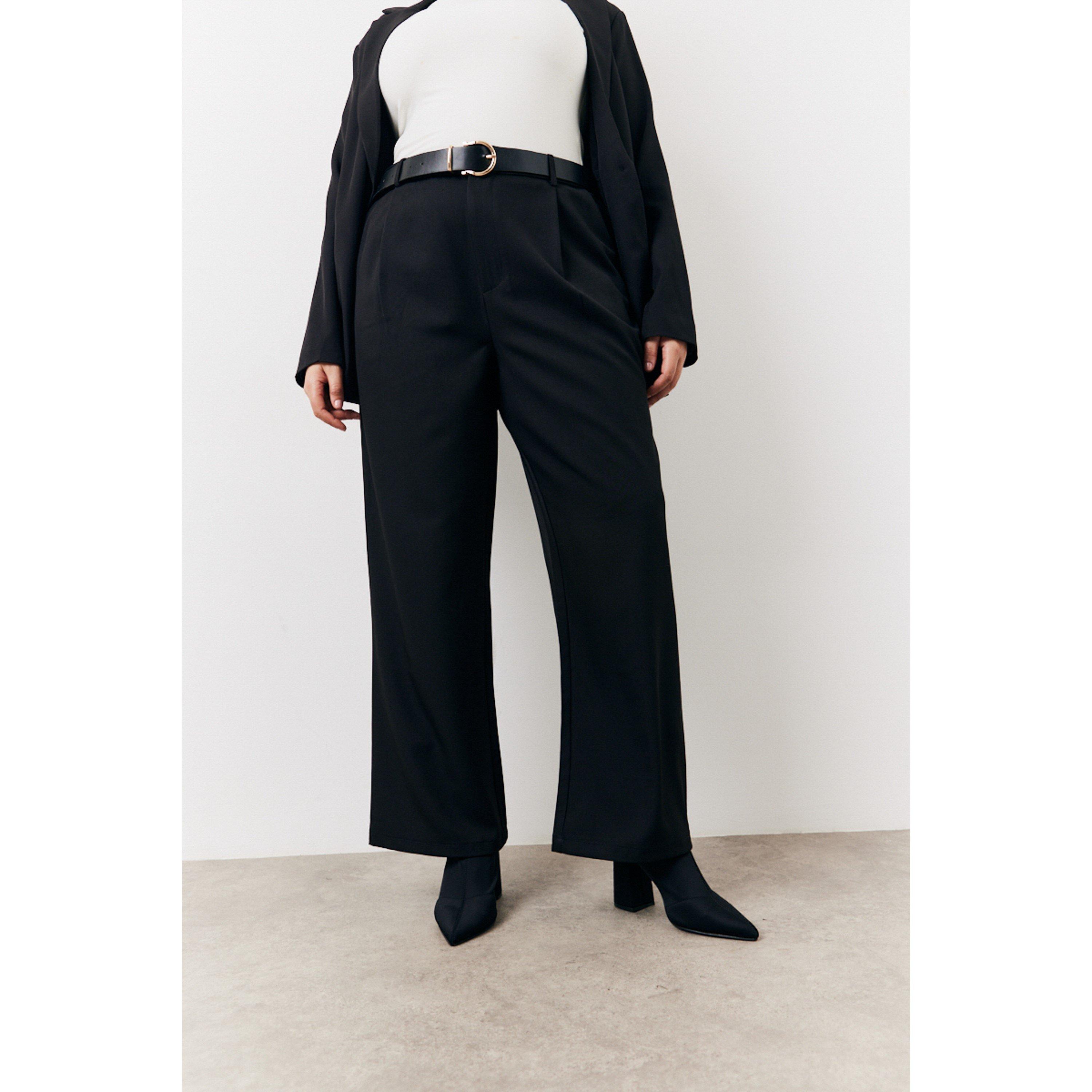Black - In The Style - Black Elastic Waist Back Trouser - 3