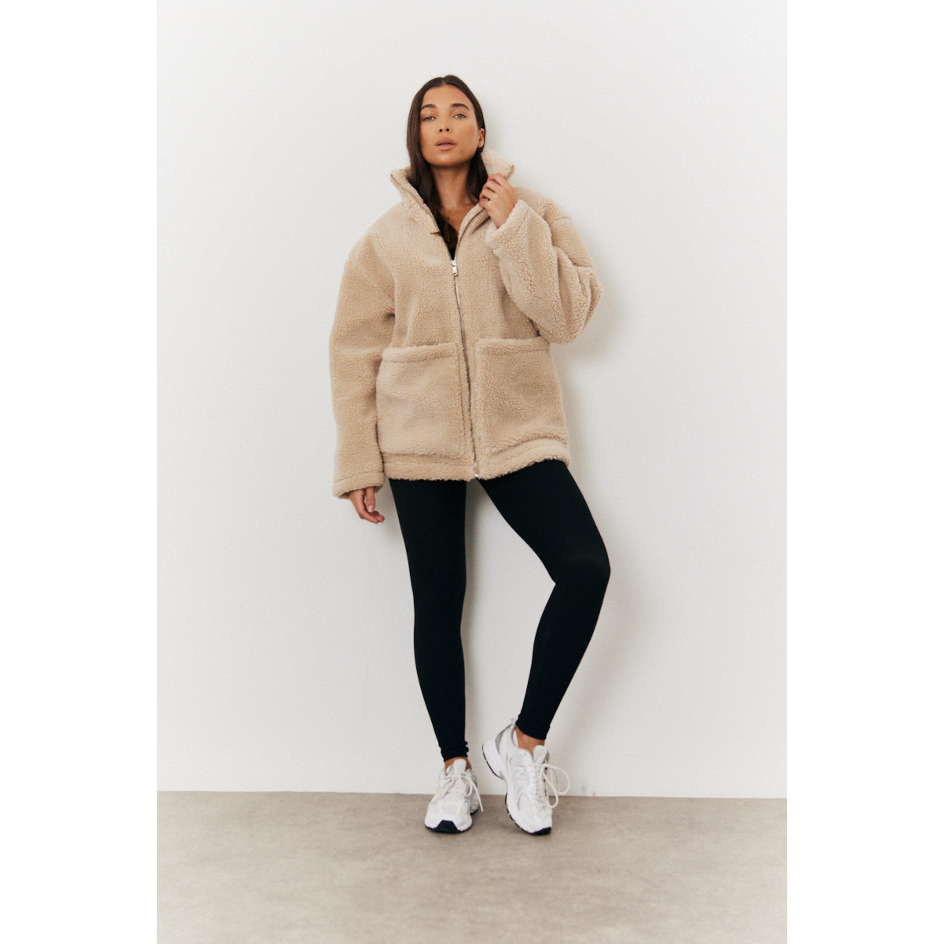 In The Style Stone Teddy Borg Zip Through Jacket Short Puffer