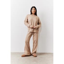 In The Style Oatmeal Seam Front Crew Neck Knit Co-Ord Jumper