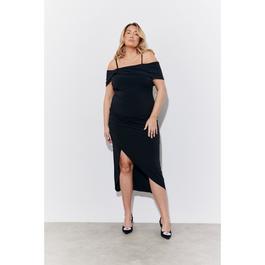 In The Style Black Magic Sculpting Strappy Bardot Midi Dress