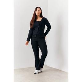 In The Style Black Brushed Rib Asym Co Ord Top