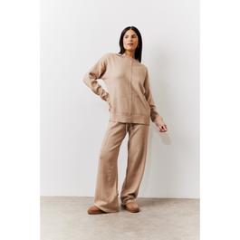 In The Style Tall Oatmeal Seam Front Knit Co-Ord Wide Leg Trou