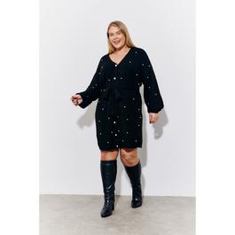 In The Style Black  Pearl Embellished Knitted Mini Dress