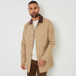 Threadbare Showerproof Longline Corduroy Collar Mac