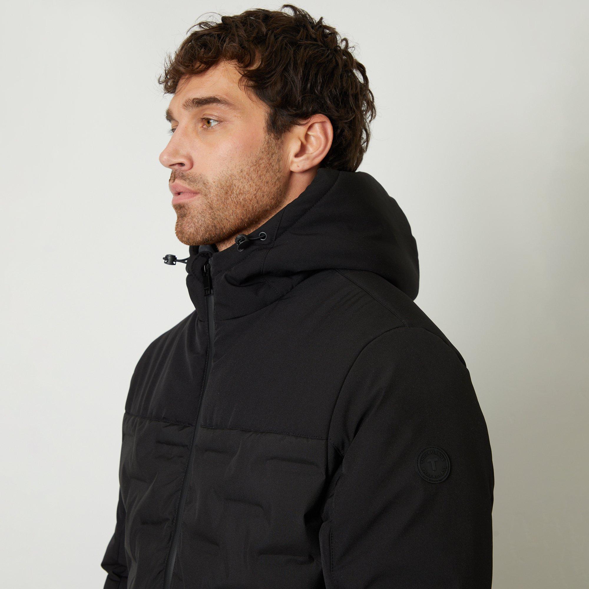 Black - Threadbare - Men's Panel Hooded Full Zip Quilted Jacket - 4