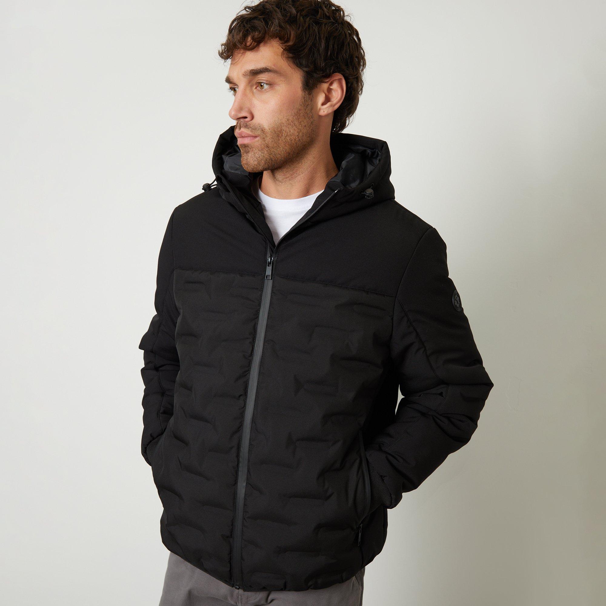 Black - Threadbare - Men's Panel Hooded Full Zip Quilted Jacket - 5