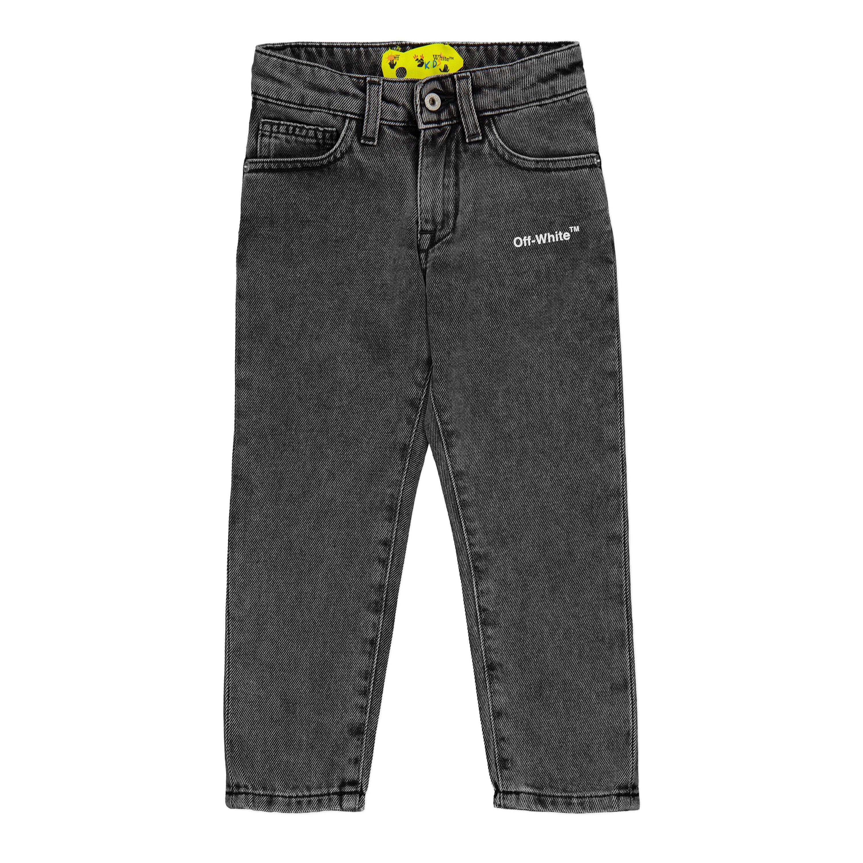 Dark Grey/White - Off White - Kids Straight Fit Jeans - 1