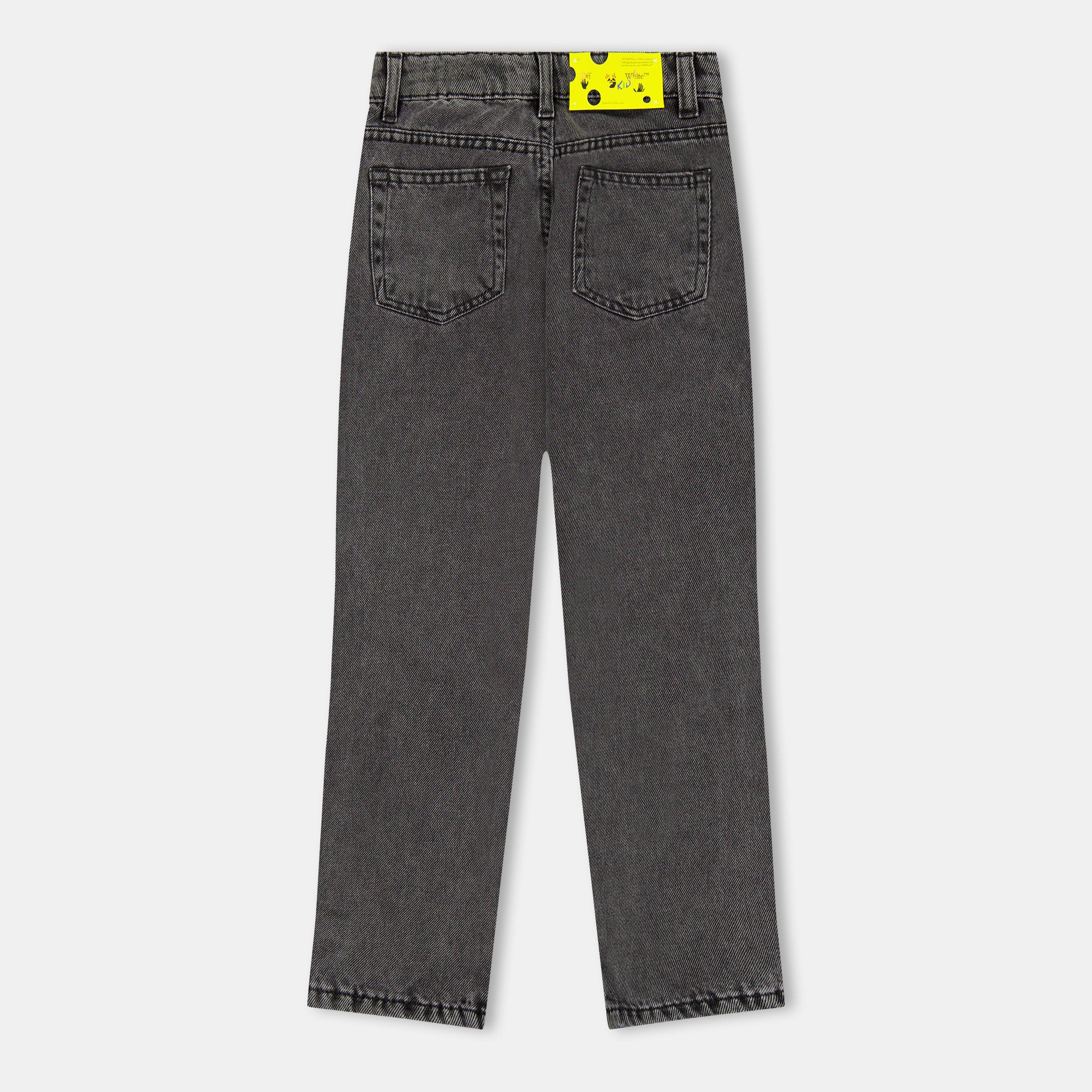 Grey/Yellow - Off White - Kids Straight Fit Denim Jeans - 2
