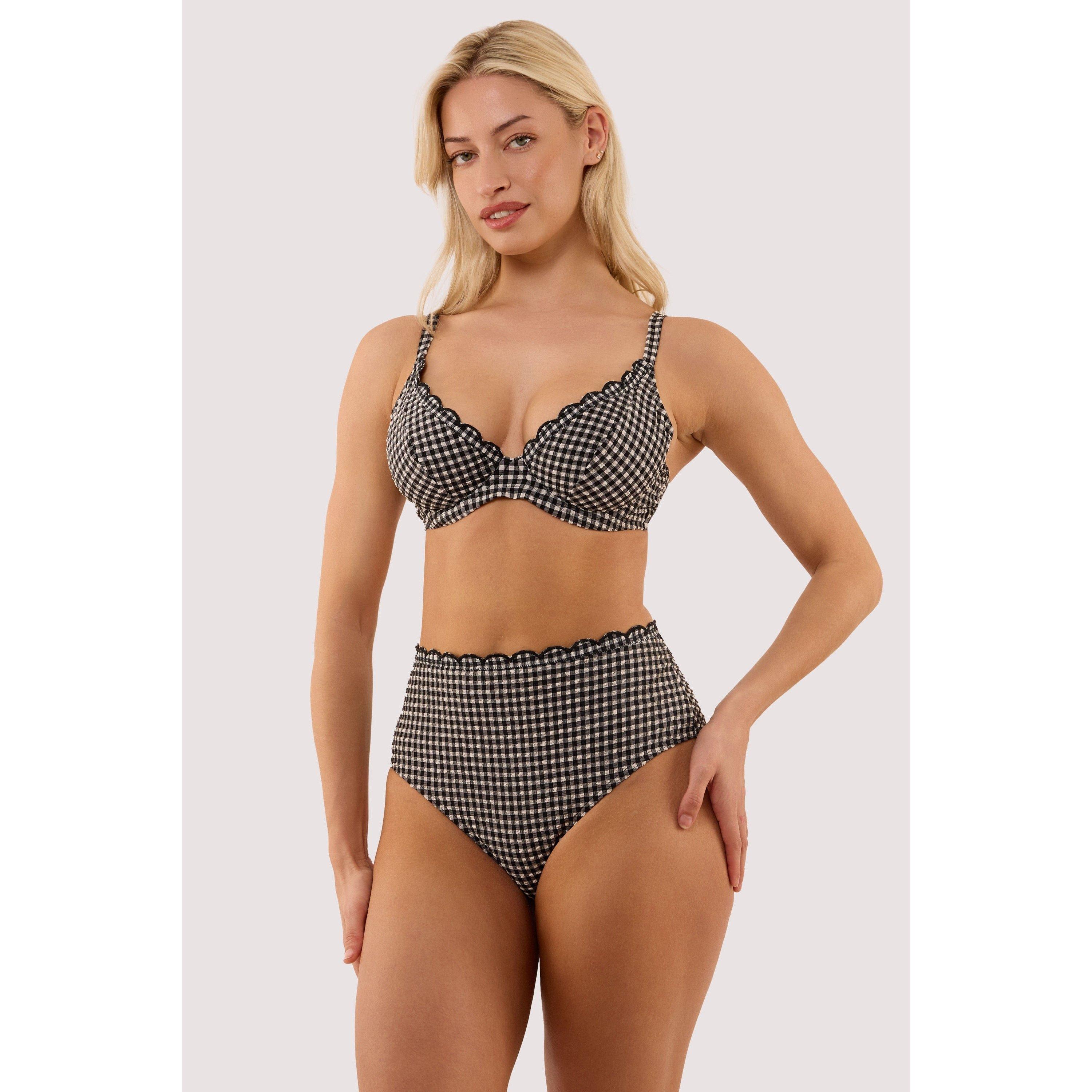 Black & White - Peek and Beau - Margot Black & White Gingham Scallop Trim High Wai - 3