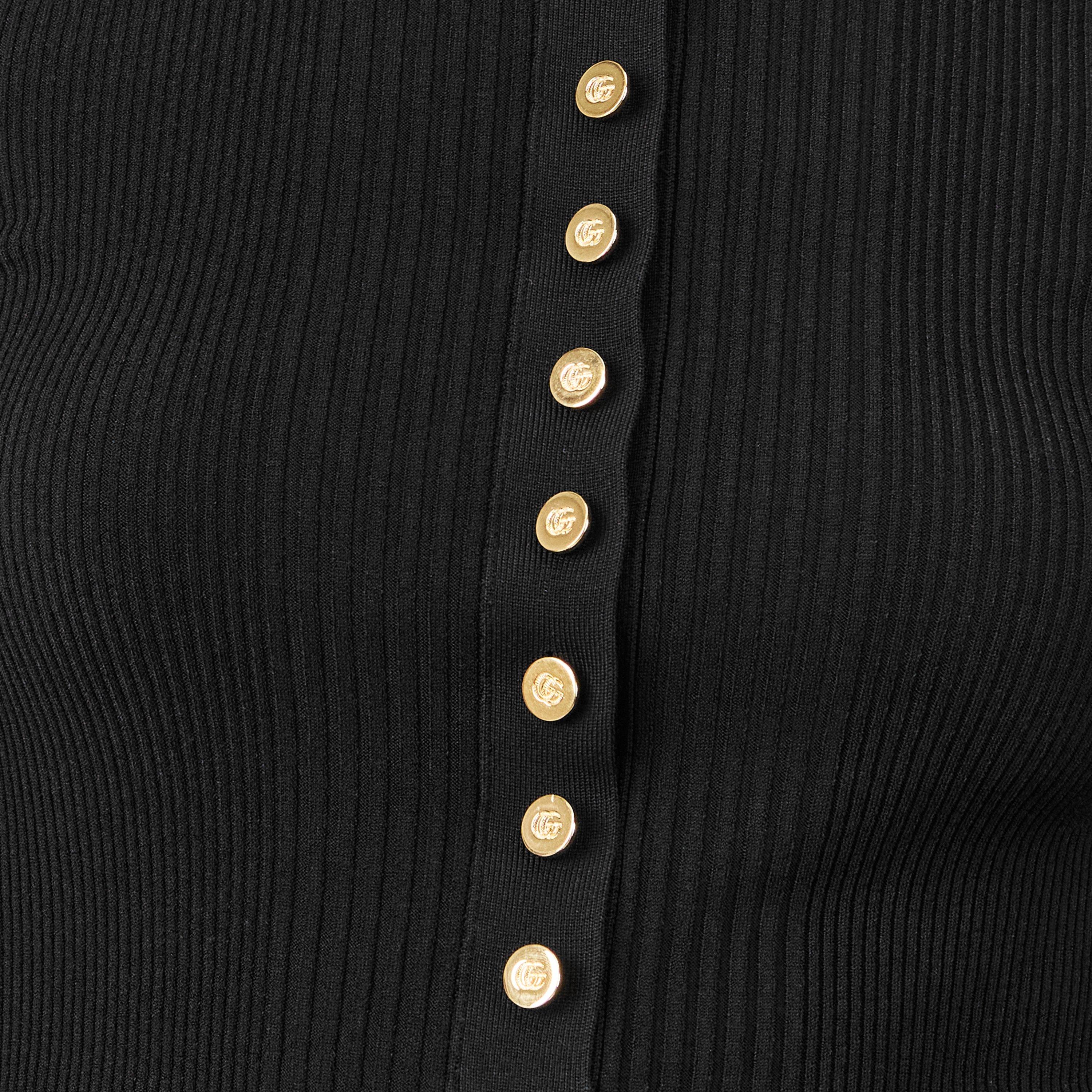 Black 1000 - Gucci - Women's Viscose Fine Rib Polo Shirt - 5