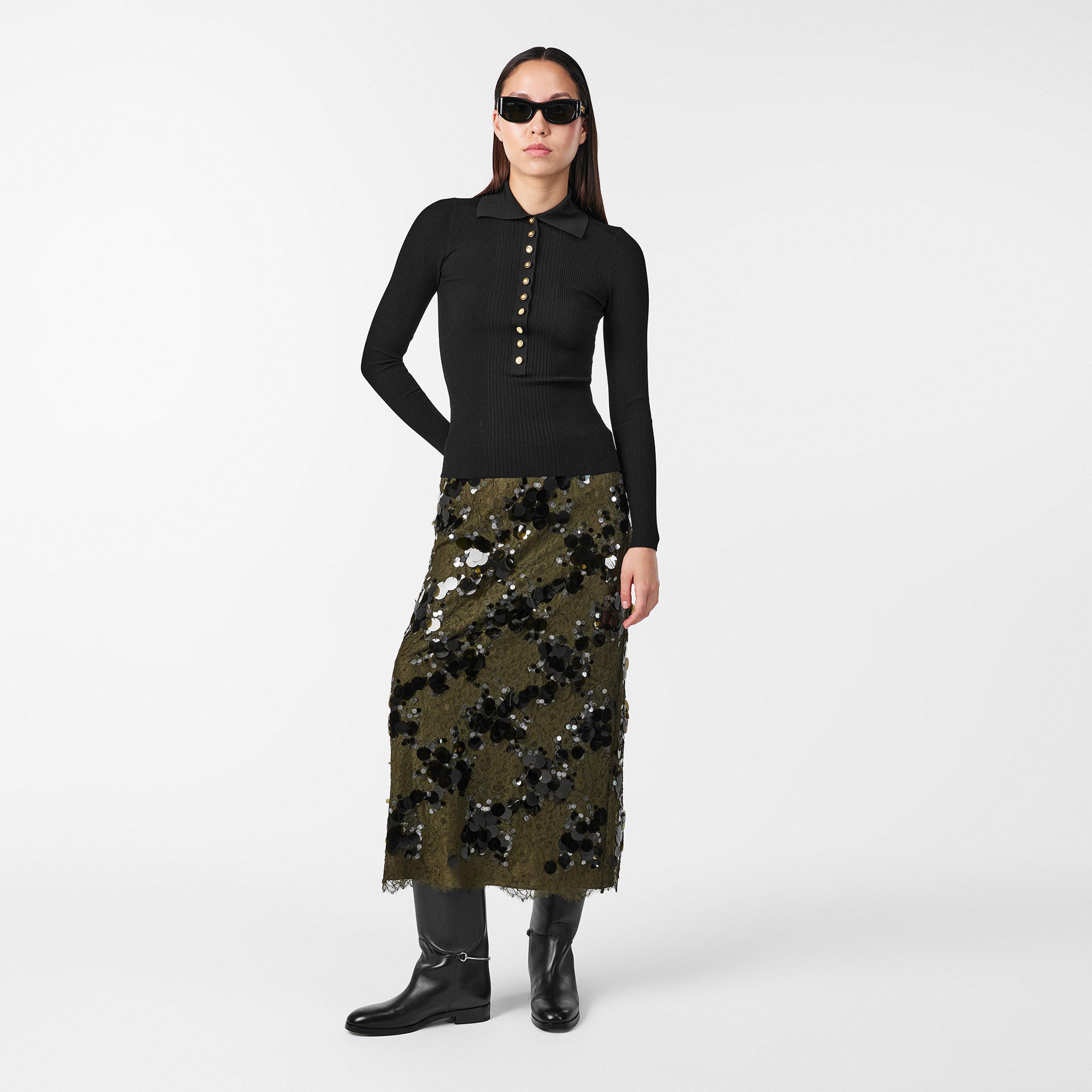 Black 1000 - Gucci - Women's Viscose Fine Rib Polo Shirt - 6