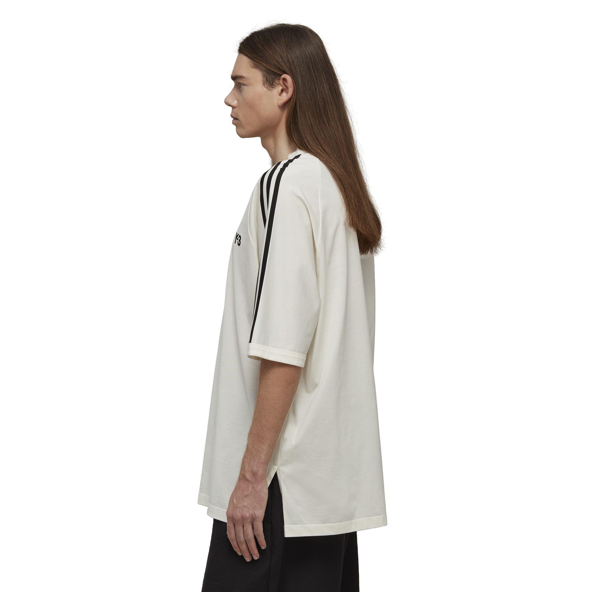 White Black - Y3 - Men's 3 Stripes Regular Fit Short-Sleeve T-Shirt - 6