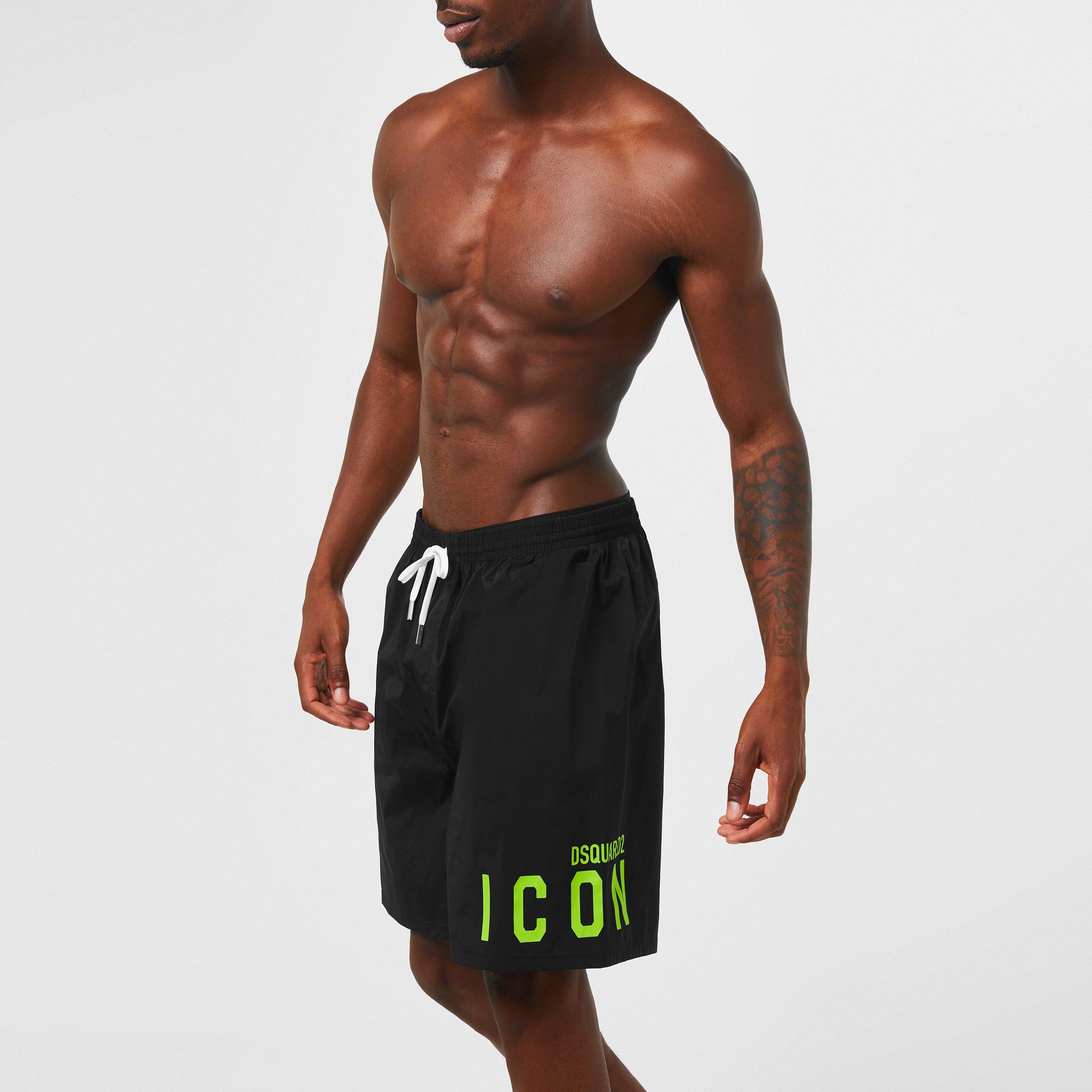 Black/Green - DSquared2 - Be Icon Swim Shorts - 3