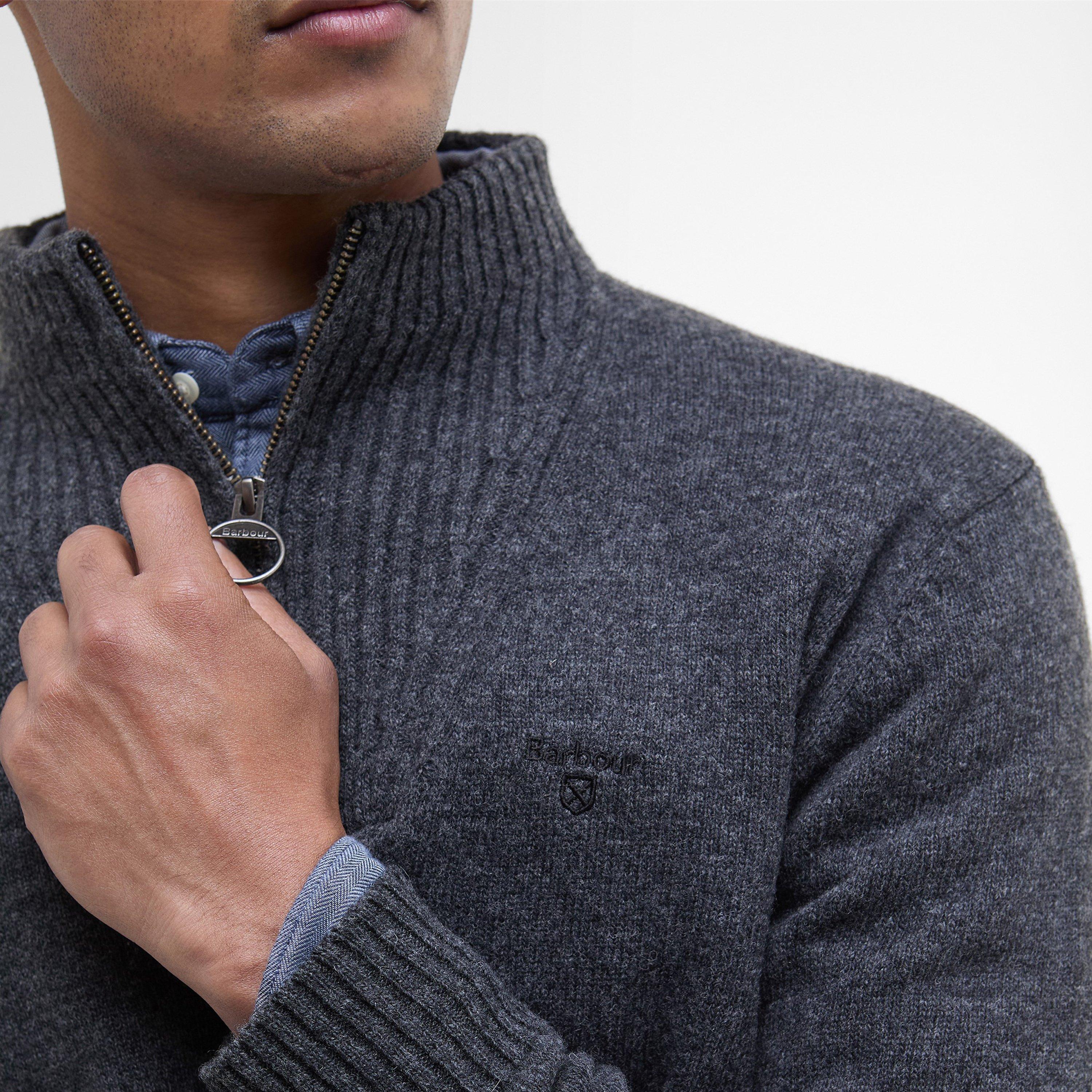 Charcoal - Barbour - Essential Half Zip Jumper - 5