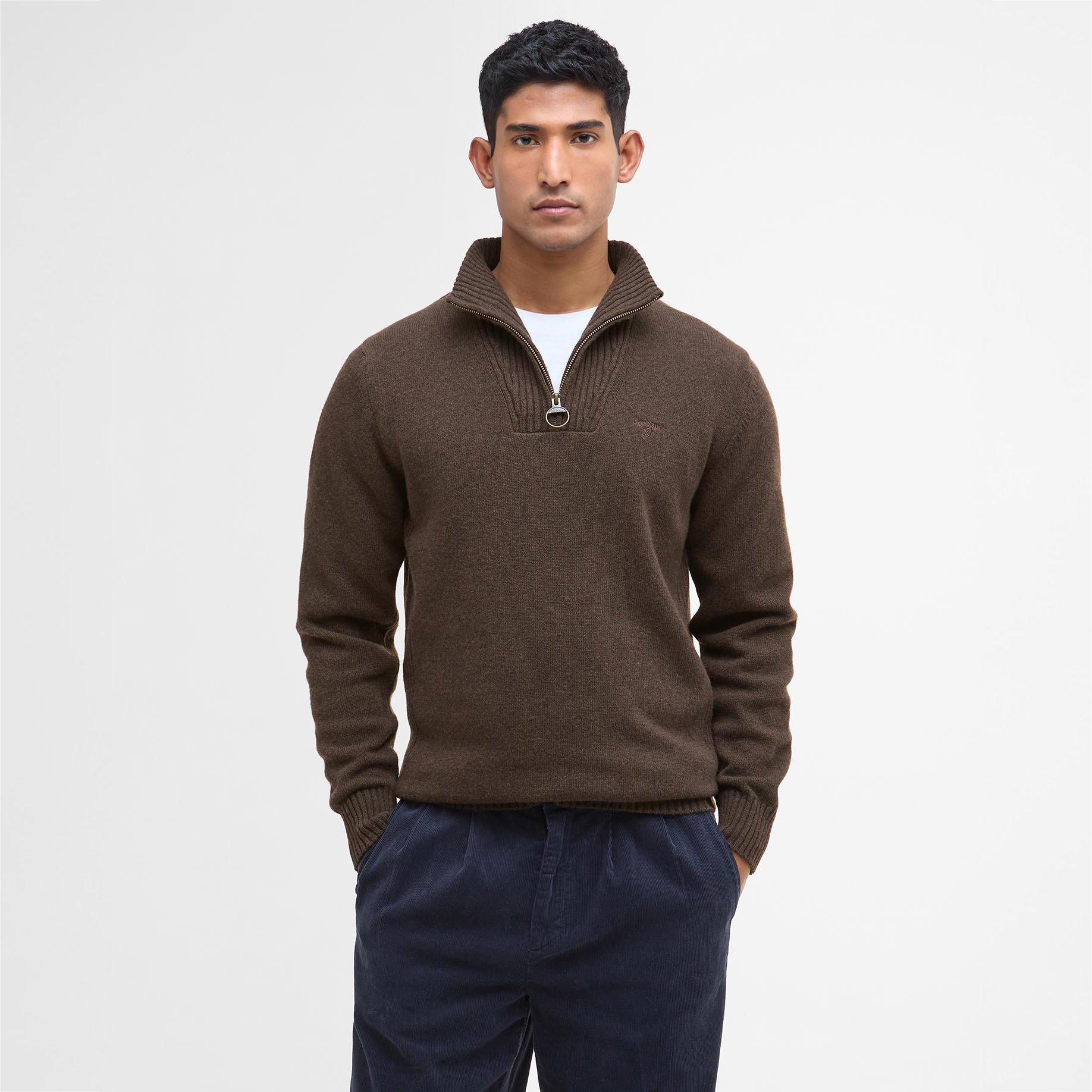 Dark Oak - Barbour - Essential Half Zip Jumper - 2