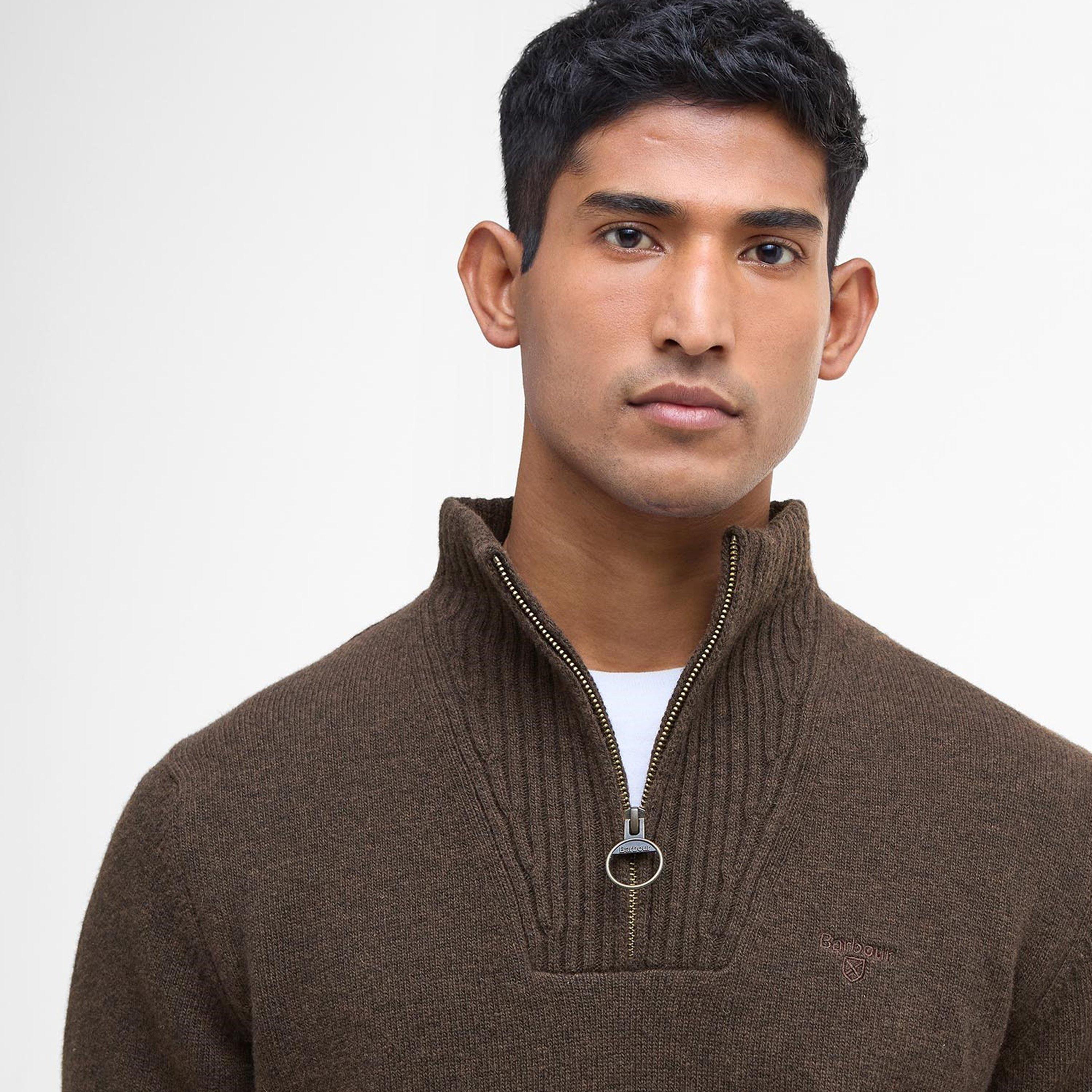 Dark Oak - Barbour - Essential Half Zip Jumper - 4