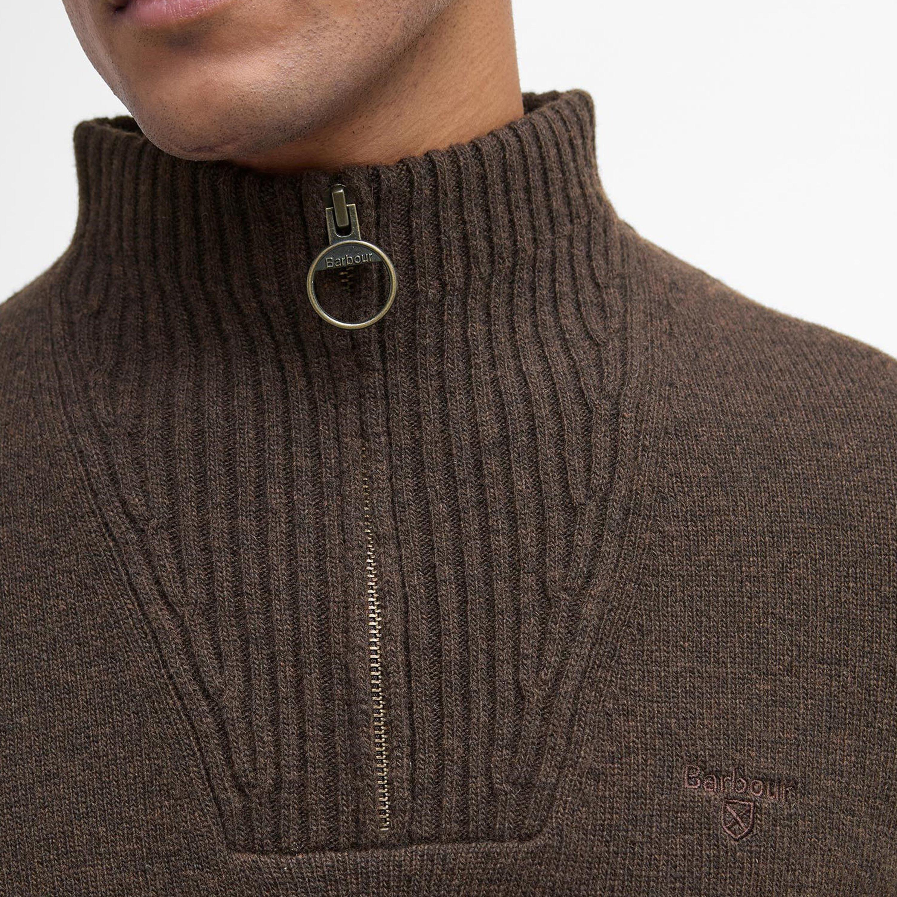 Dark Oak - Barbour - Essential Half Zip Jumper - 5