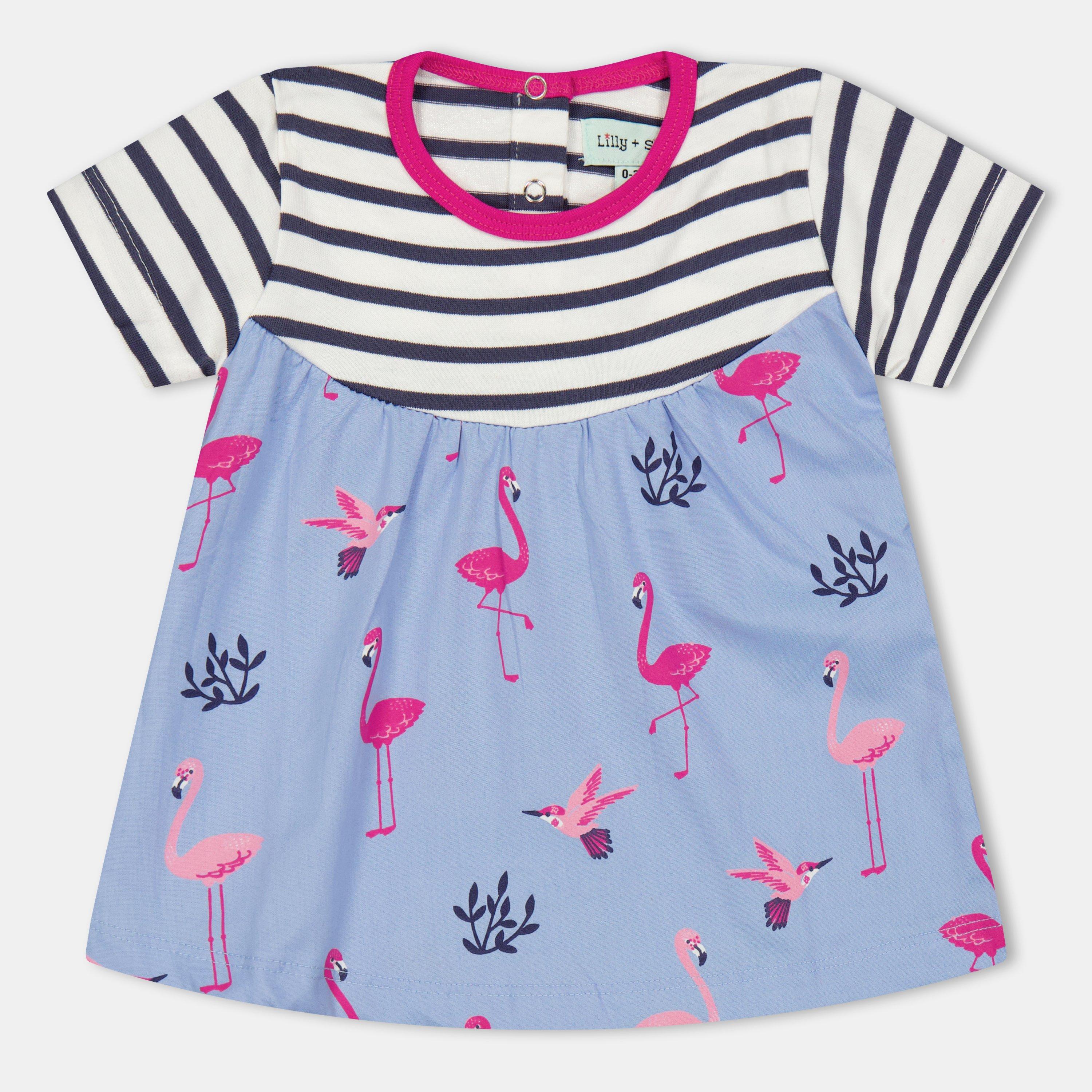 Lilly And Sid  Kids' Fabric Mix A-Line Dress -  - 0-3 Mnth