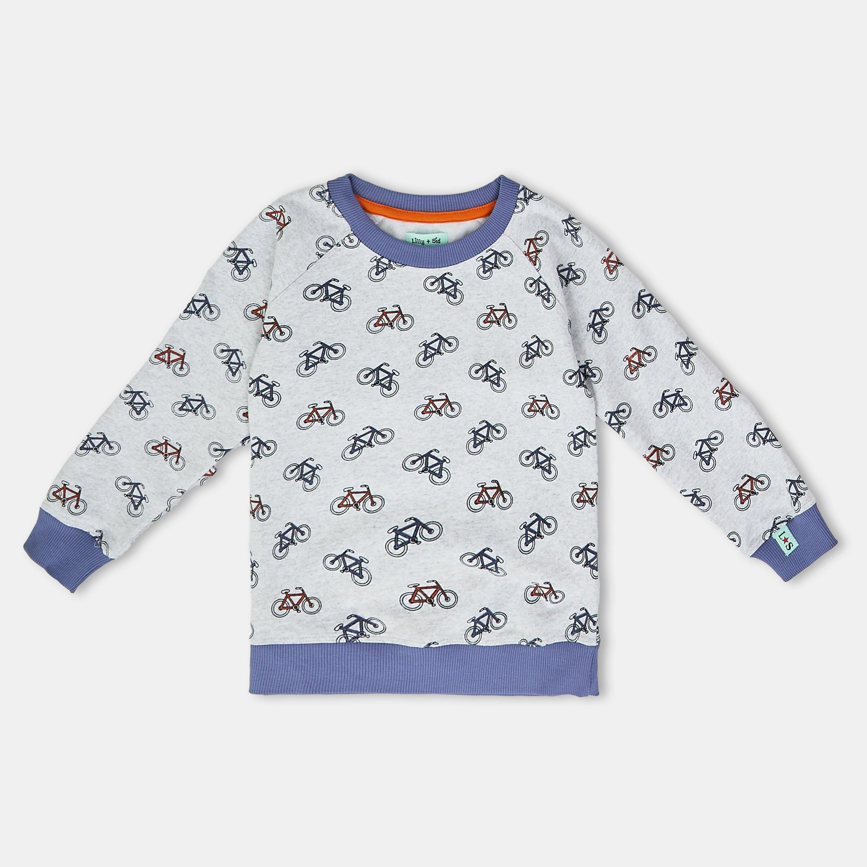 Lilly And Sid  Kids' Bicycle Crew Sweatshirt - Grey - 4-5 Yrs