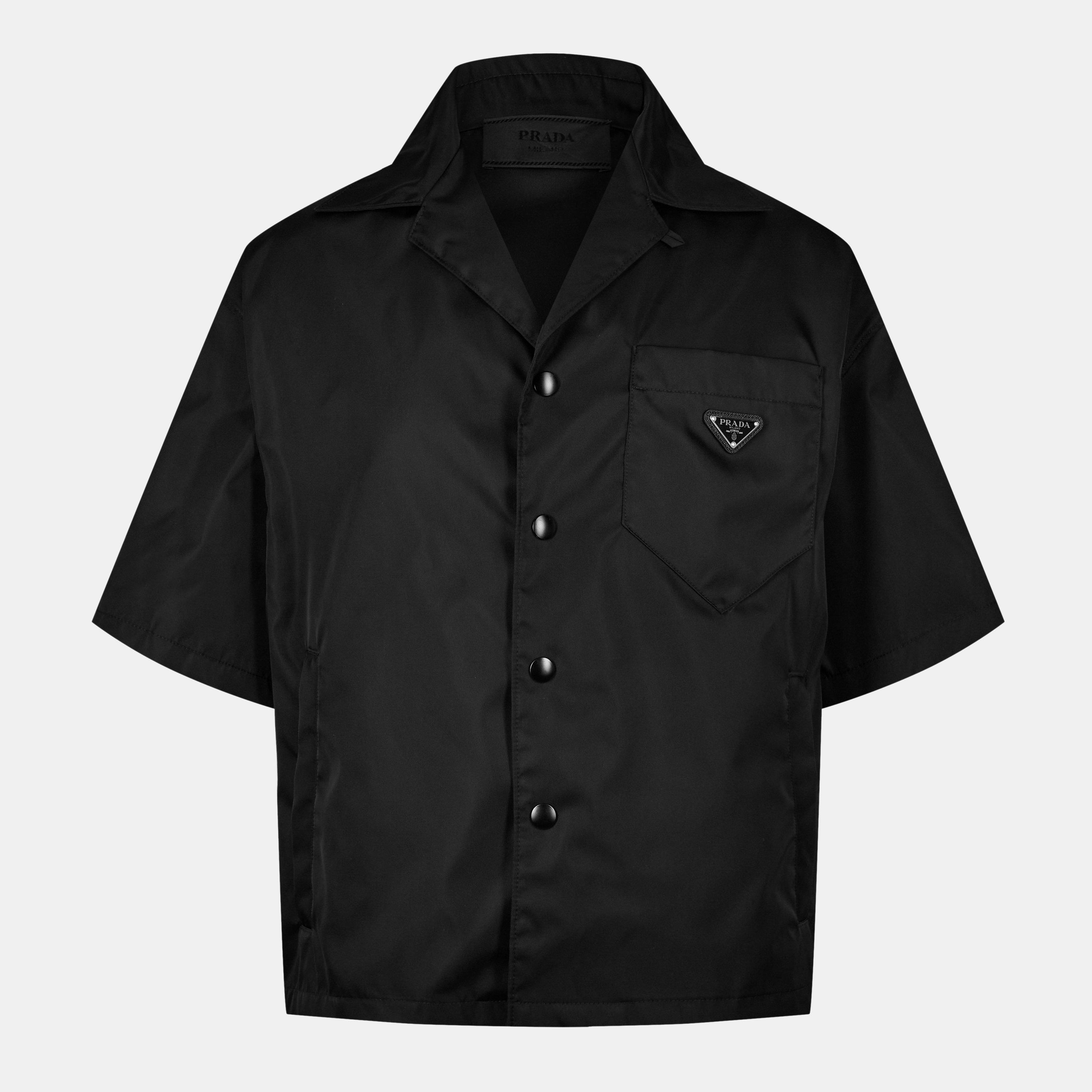 Nero - Prada - Men'S Logo Re-Nylon Bowling Shirt - 1