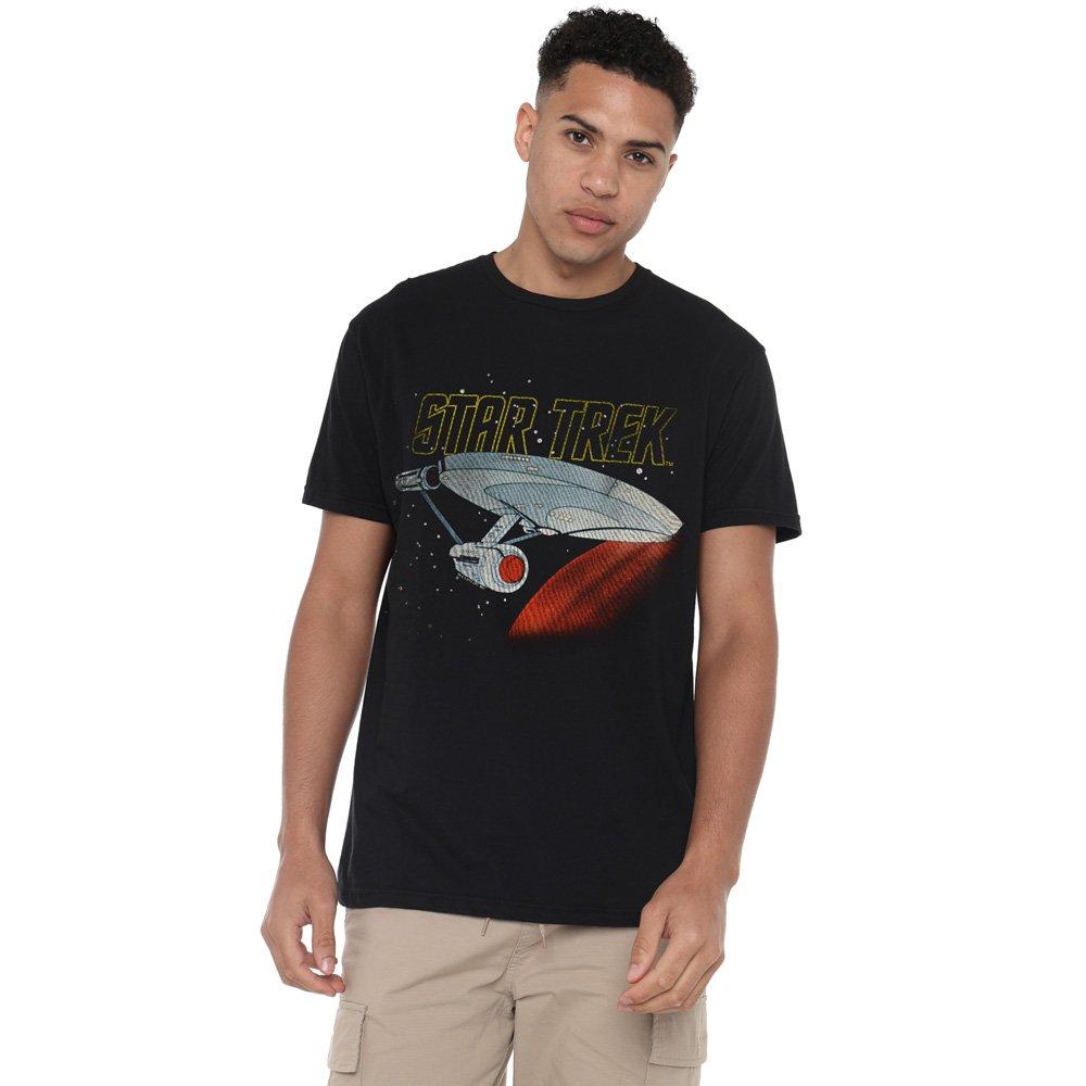 Black - Star Trek - Star Trek Retro Enterprise T Shirt Black - 1