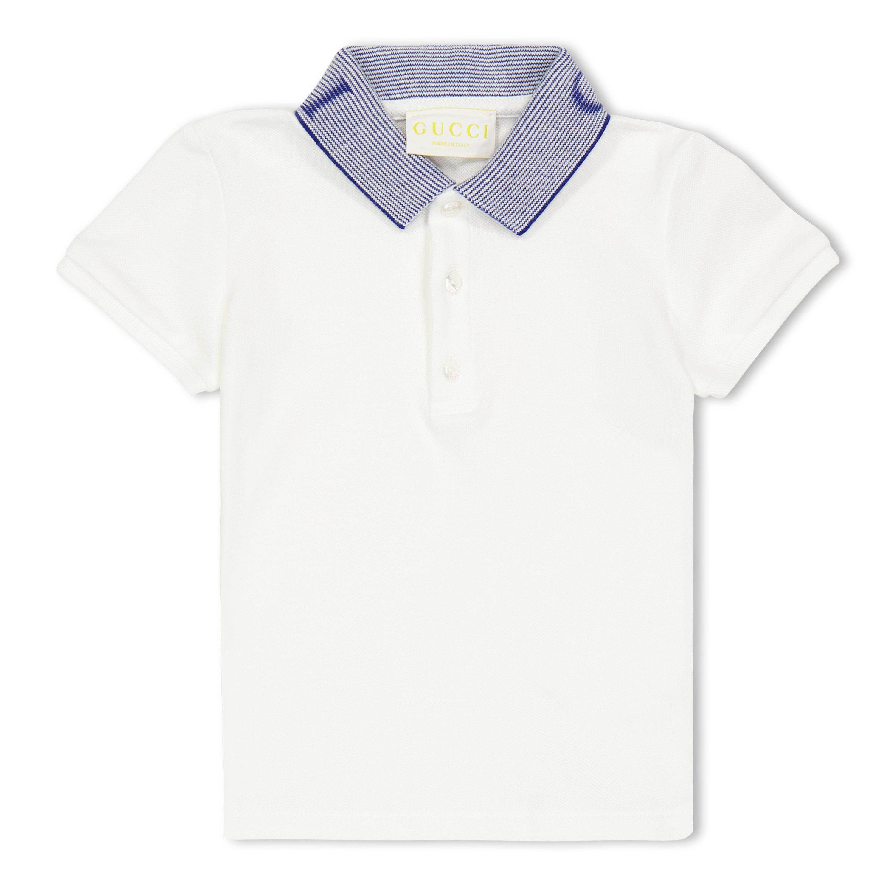 Gucci Kids' Short Sleeve Polo Shirt - Wht/Blu 9030 - Size 12-18 Mnth