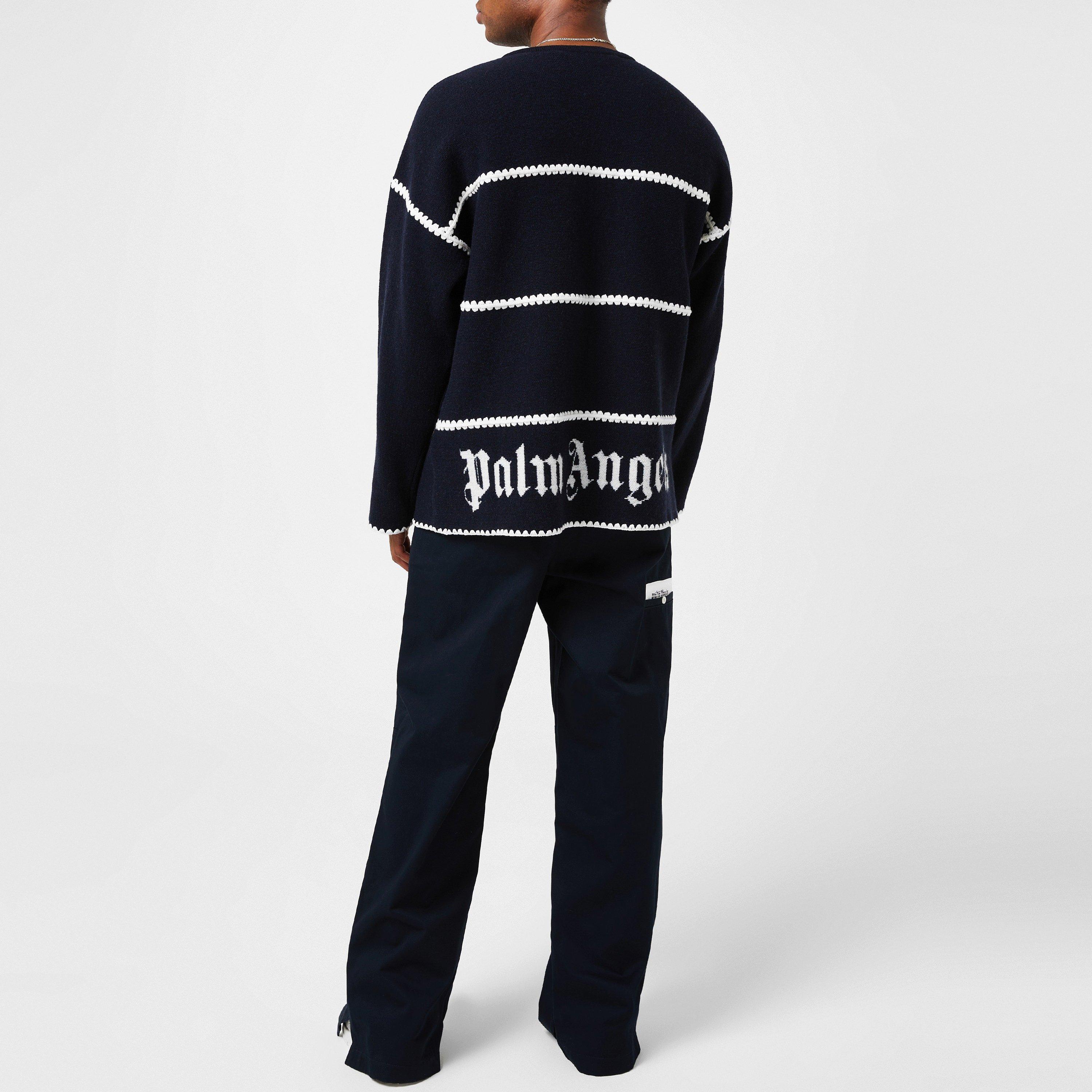 Navy 4603 - Palm Angels - Monogram Striped Sweatshirt - 2