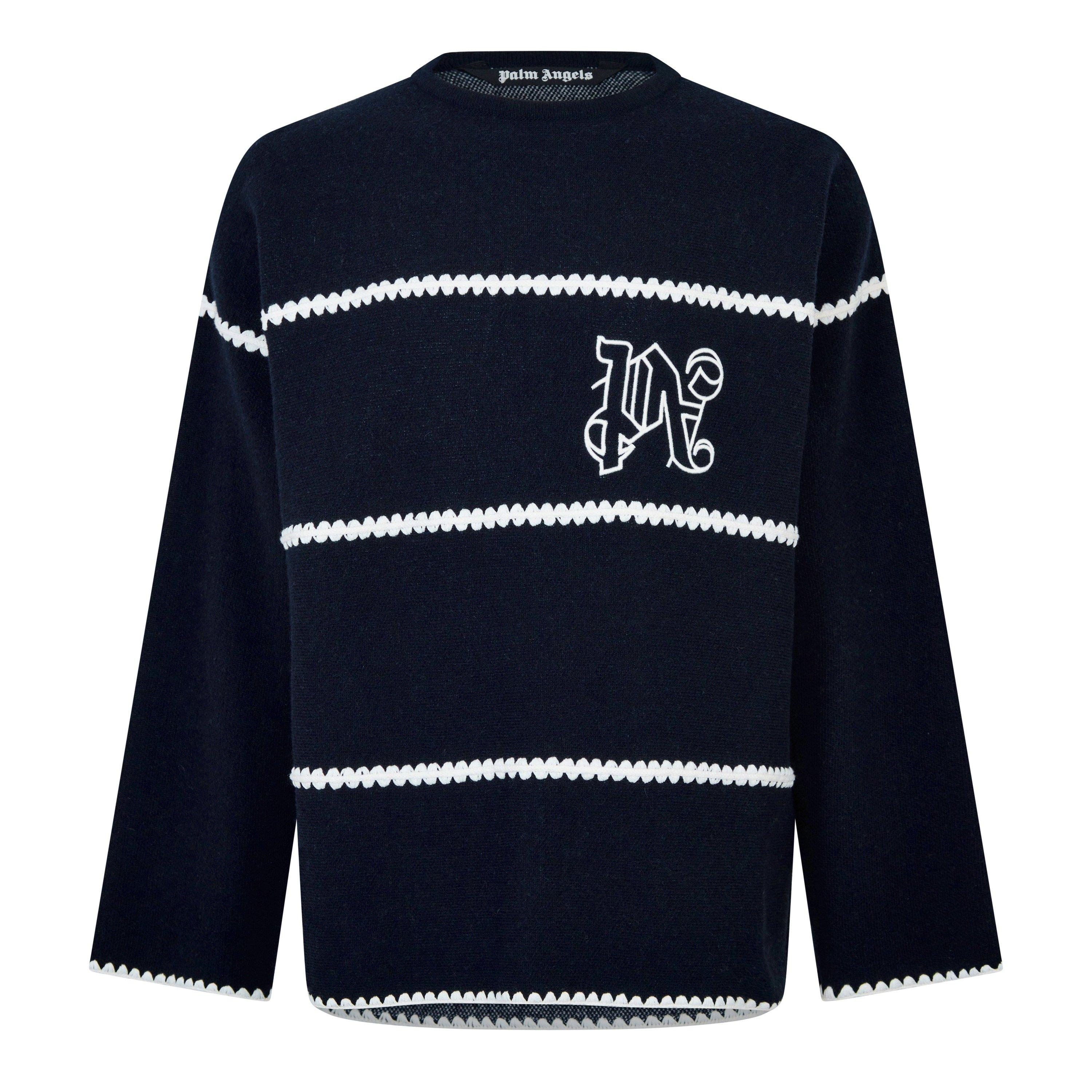 Navy 4603 - Palm Angels - Monogram Striped Sweatshirt - 5