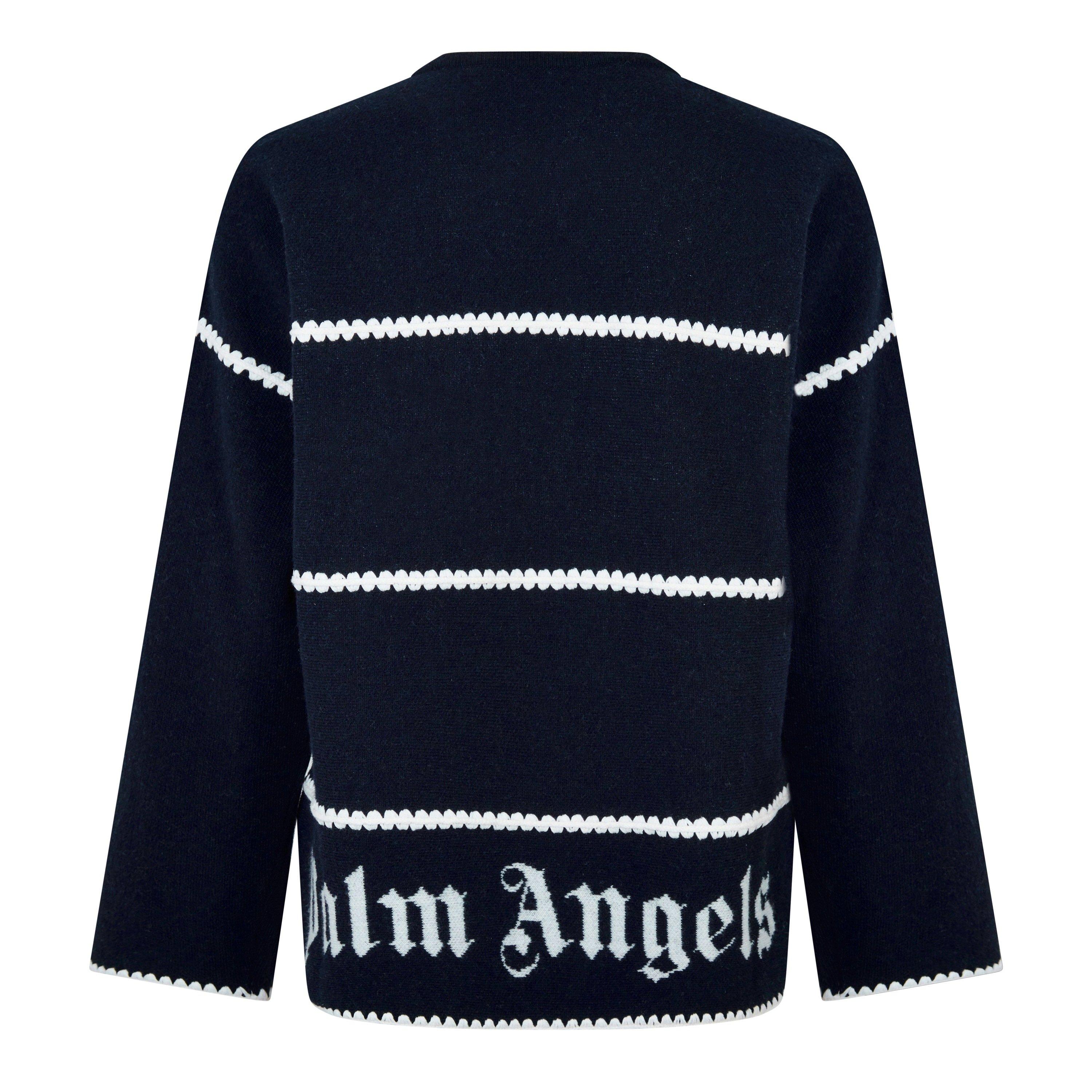 Navy 4603 - Palm Angels - Monogram Striped Sweatshirt - 6