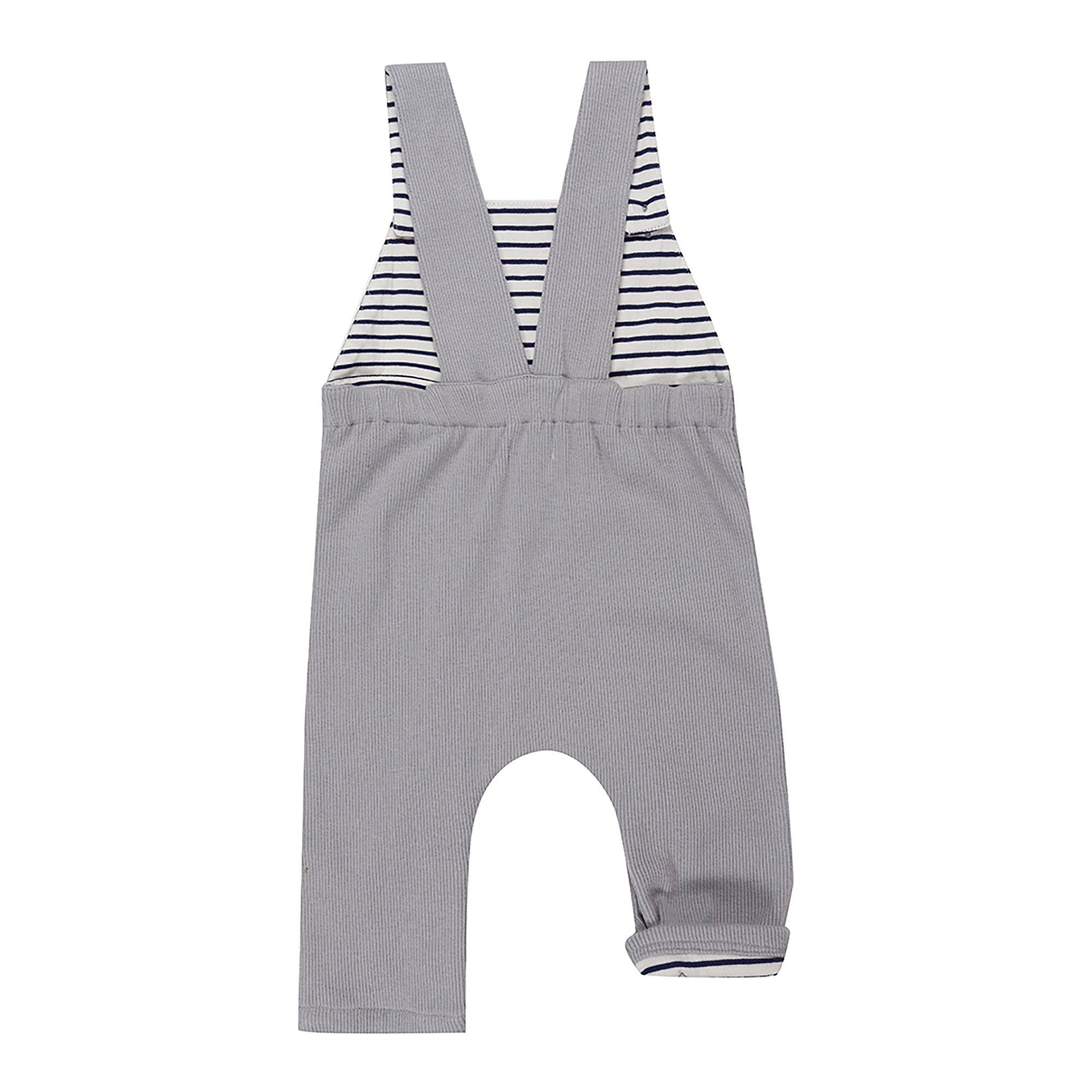 Grey - Lilly and Sid - Rib Dungaree - 2