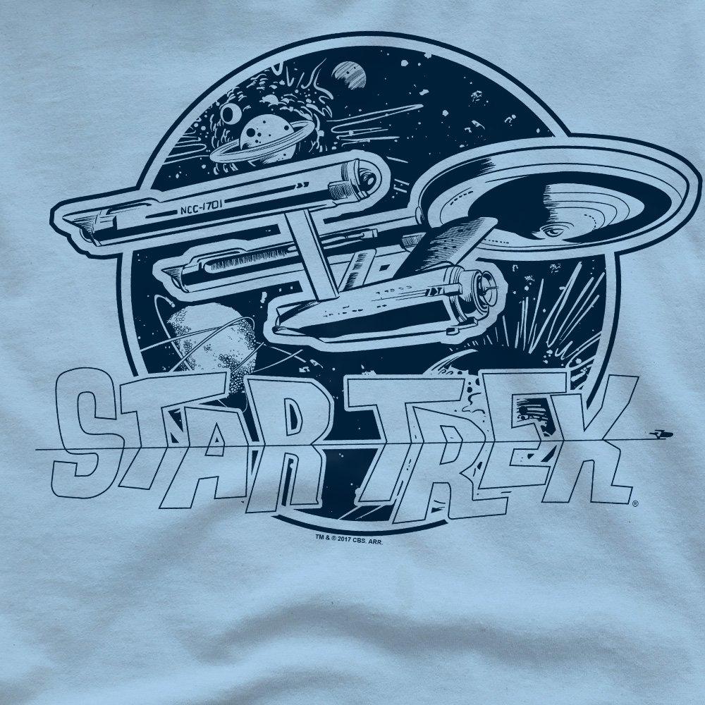 Blue - Star Trek - Star Trek Retro Enterprise T Shirt Light Blue - 2