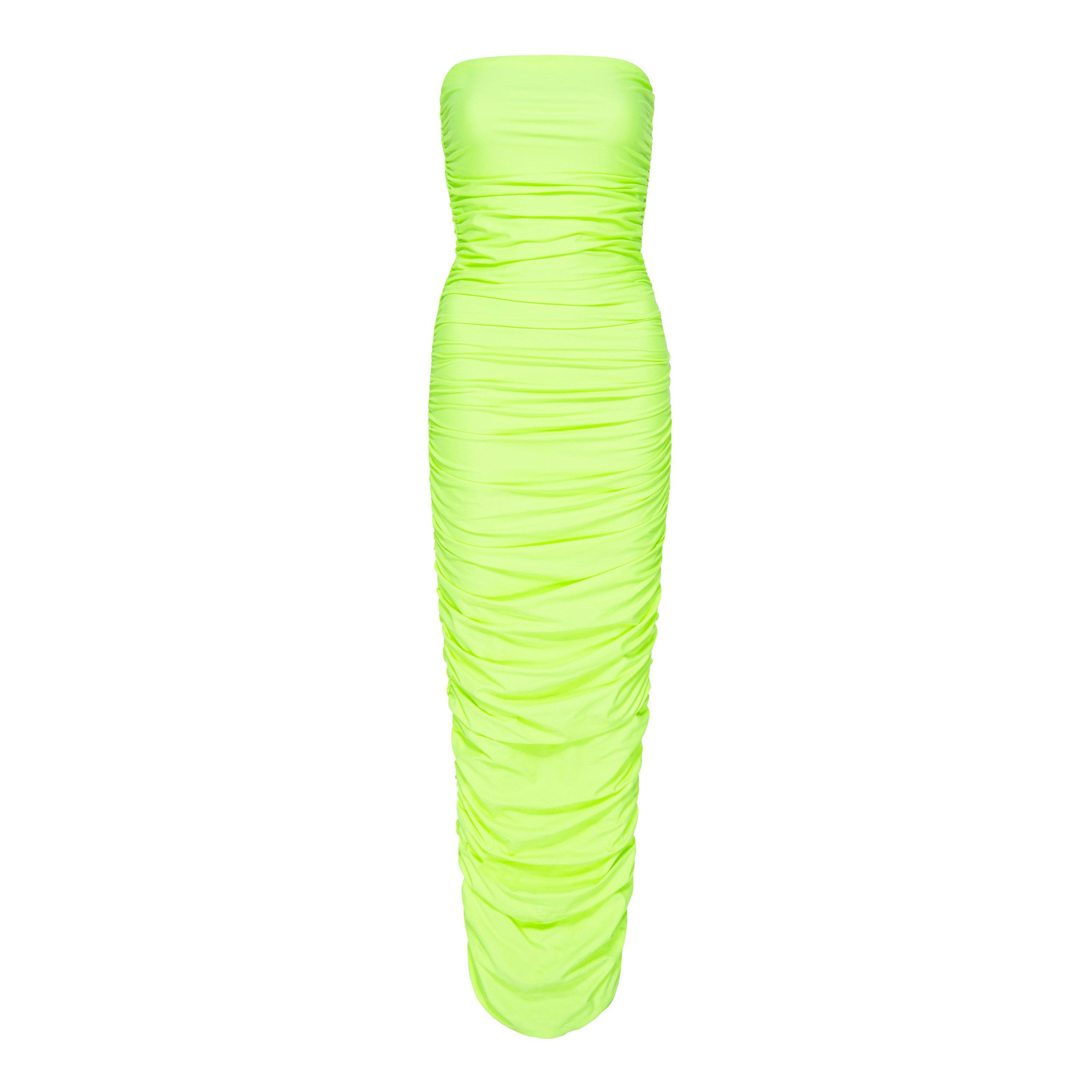 Elctrc Lime 002 - Good American - Women's Ruched Maxi Bodycon Dress - 5