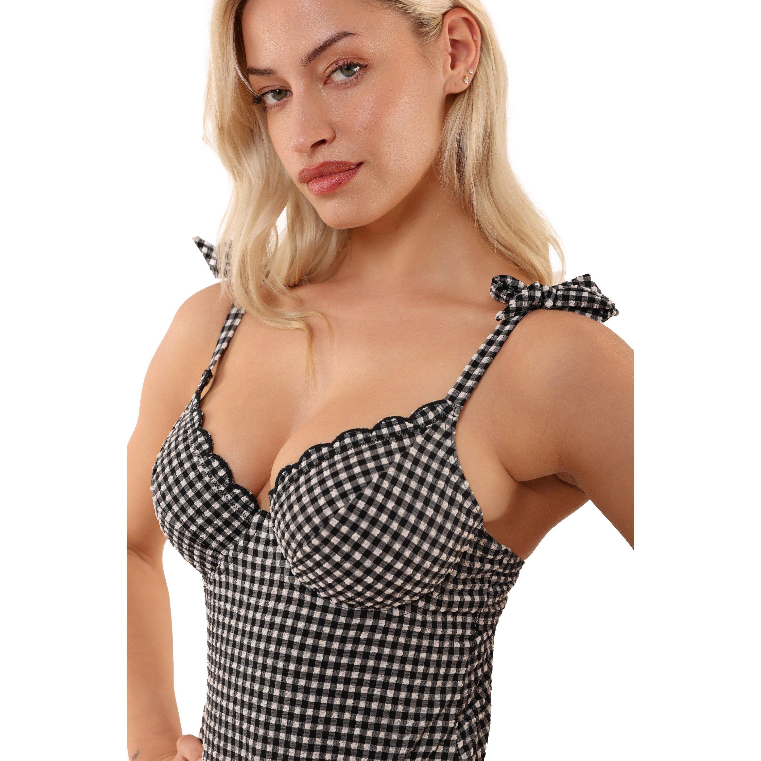 Black & White - Peek and Beau - Margot Black & White Gingham Seersucker Underwire - 1