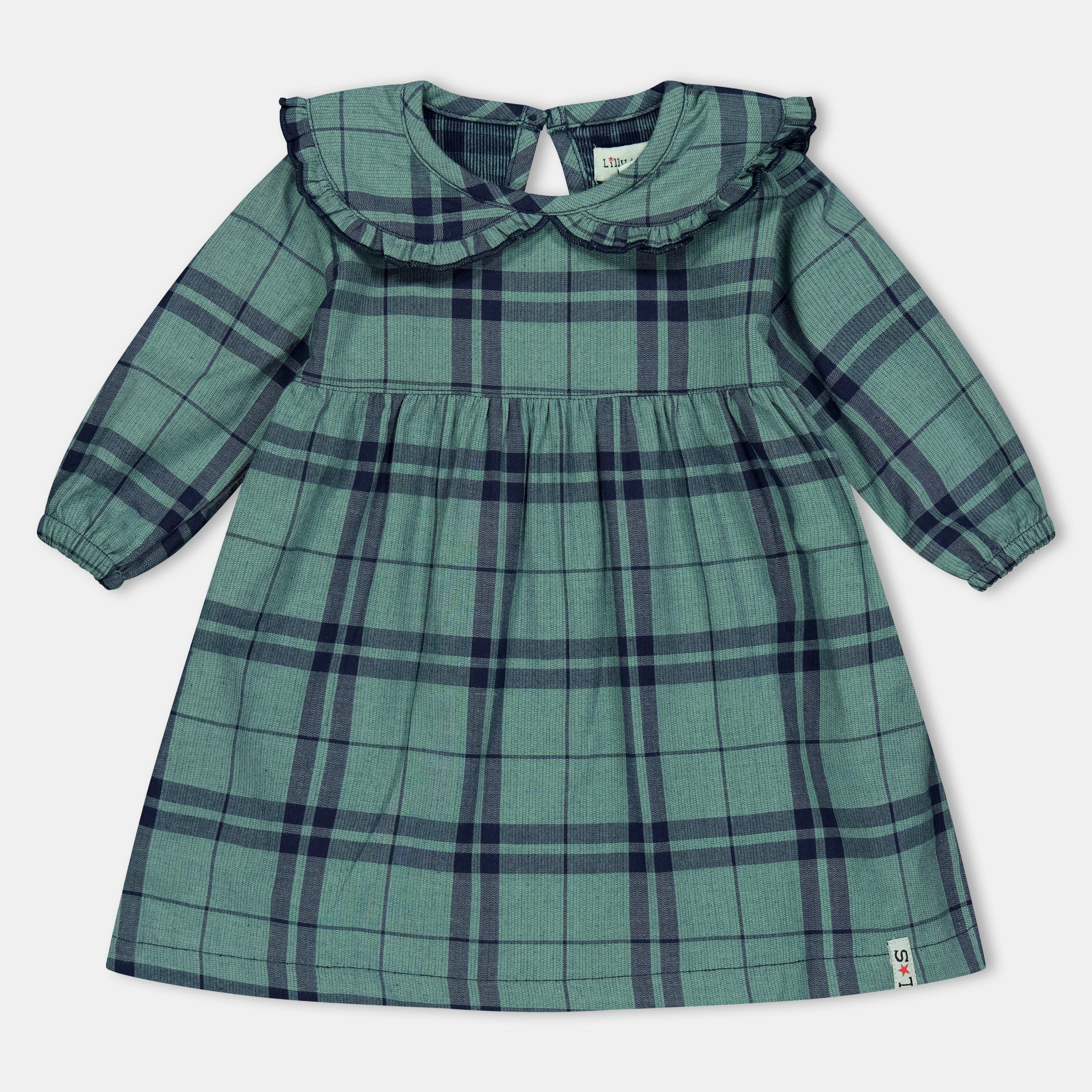 Lilly And Sid  Kids' Collar Check A-Line Dress -  - 0-3 Mnth