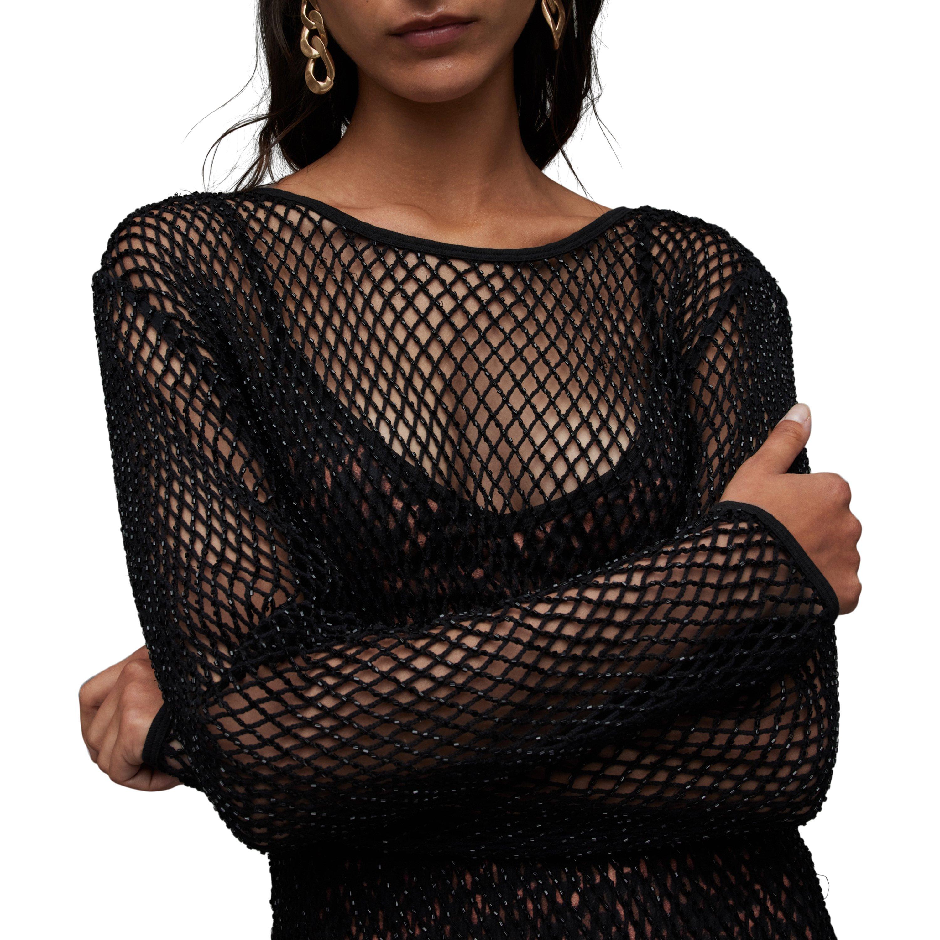 black brown - AllSaints - Women's Rosalie Embellished Leopard Midi Slip Dress - 4