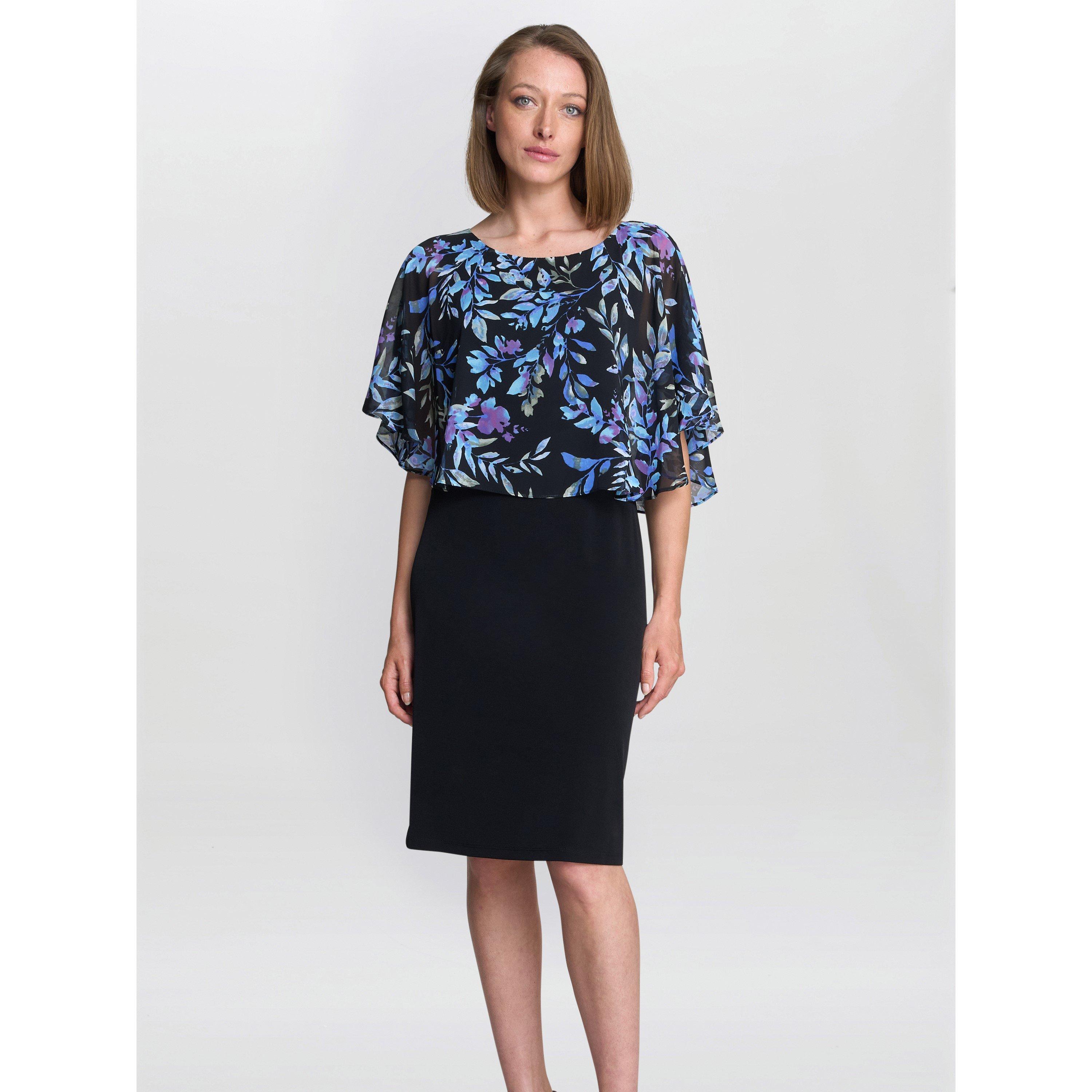 Black / Blue - Gina Bacconi - JENNY FLORAL CHIFFON OVERLAY DRESS - 2