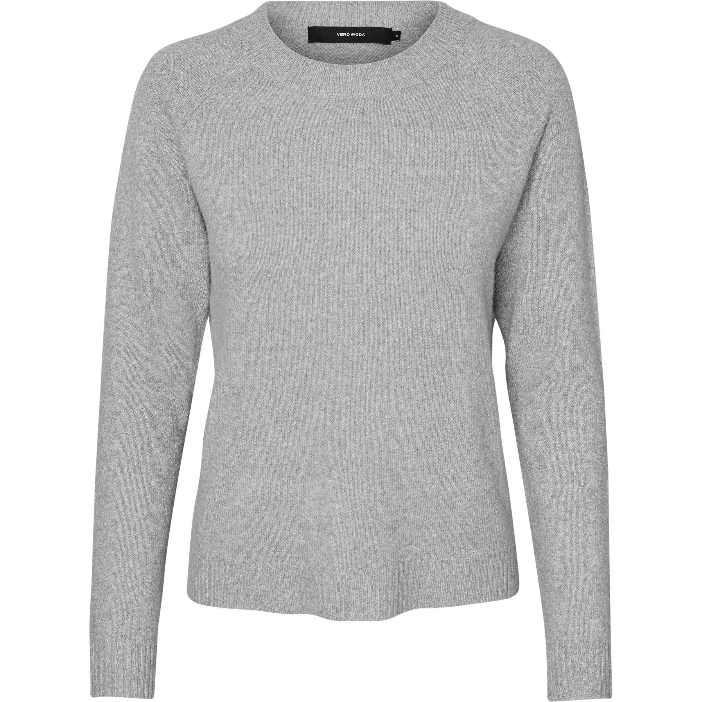 Vero Moda Women's Knitted Pullover - Lt Grey Melange - 8