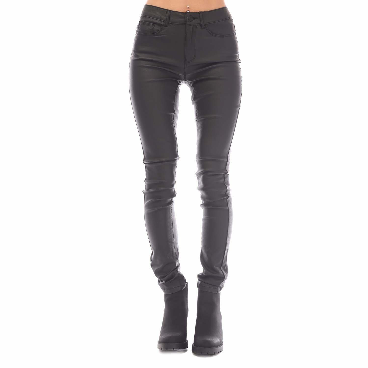 Black - Only - Anne K Faux Leather Trousers - 1