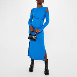 Missguided Rib Belted Cold Shoulder Maternity Midi Dress