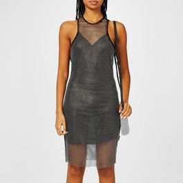 Hugo X Bella Poarch Silver Glitter Mesh Dress