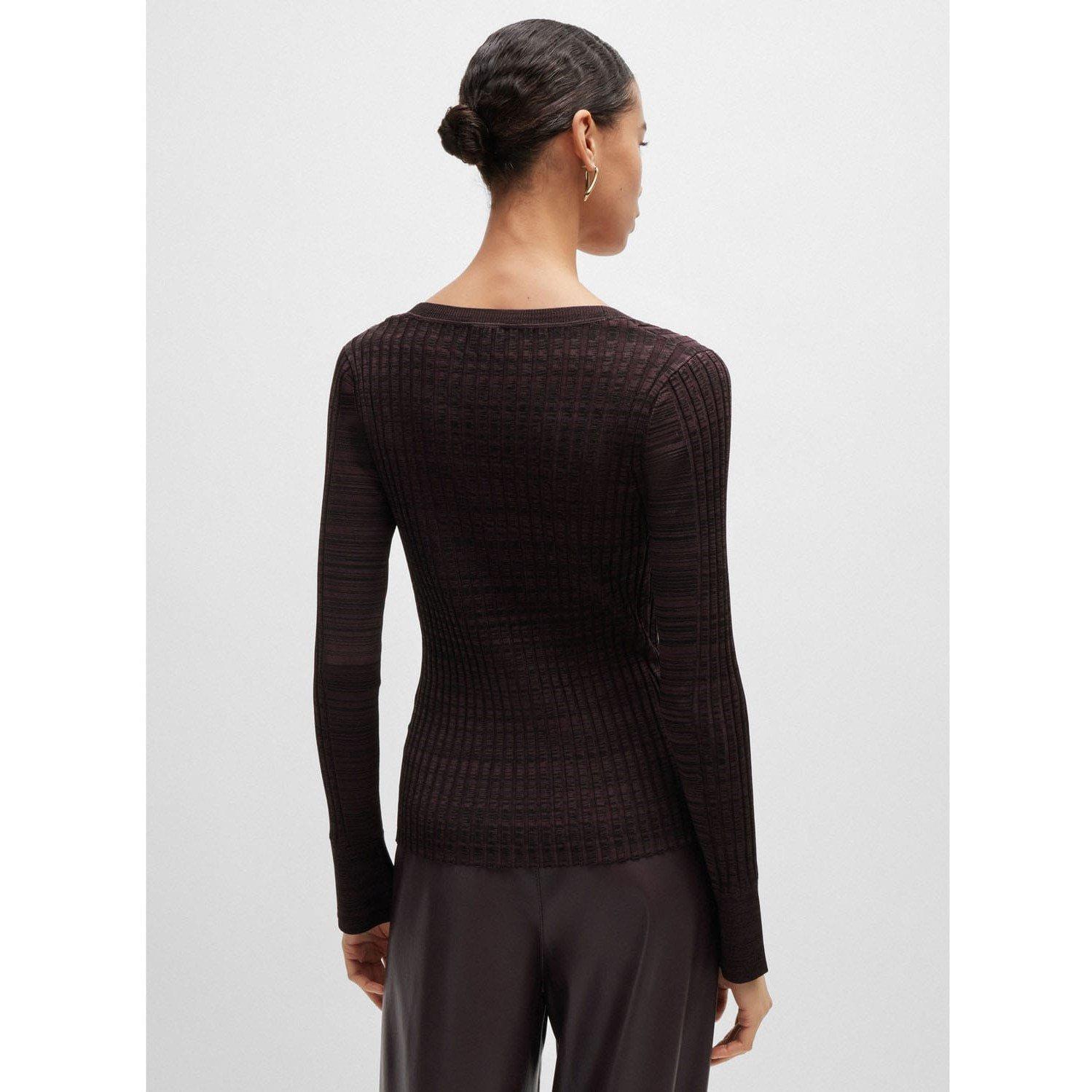 Brown - Boss - Firama Scoop-Neck Sweater - 2