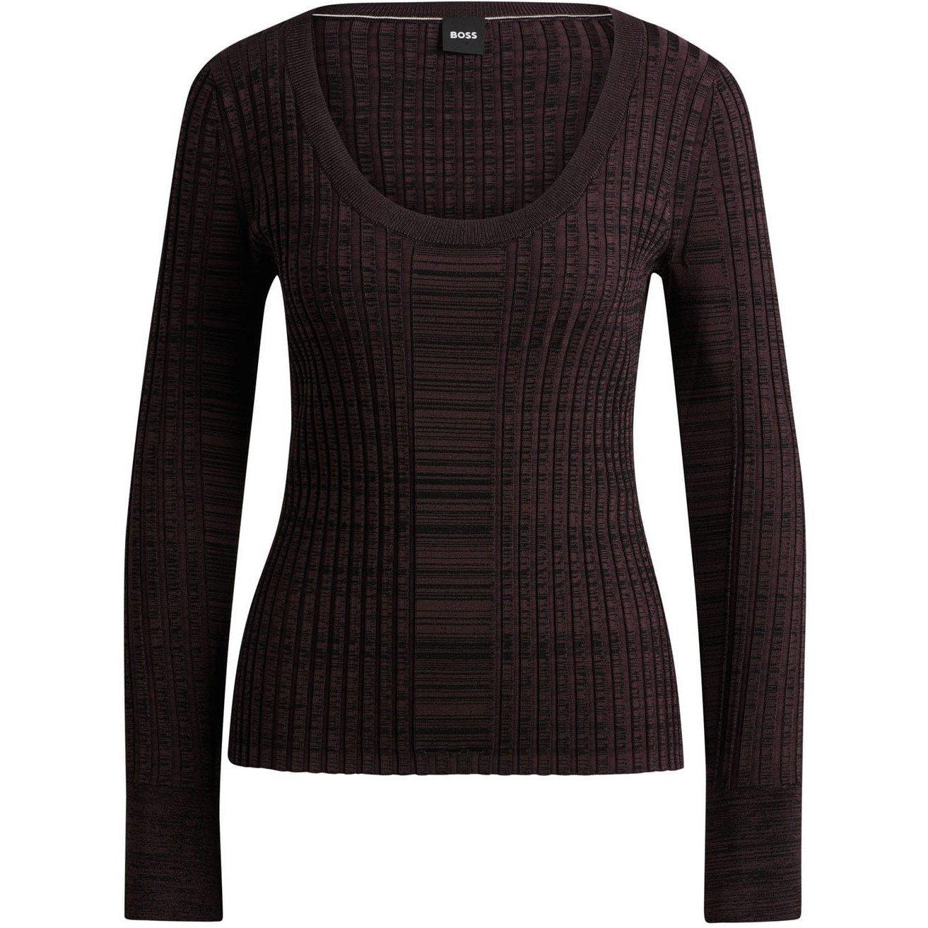 Brown - Boss - Firama Scoop-Neck Sweater - 4