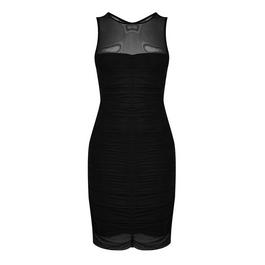 French Connection Yves Ruched Mesh Dress