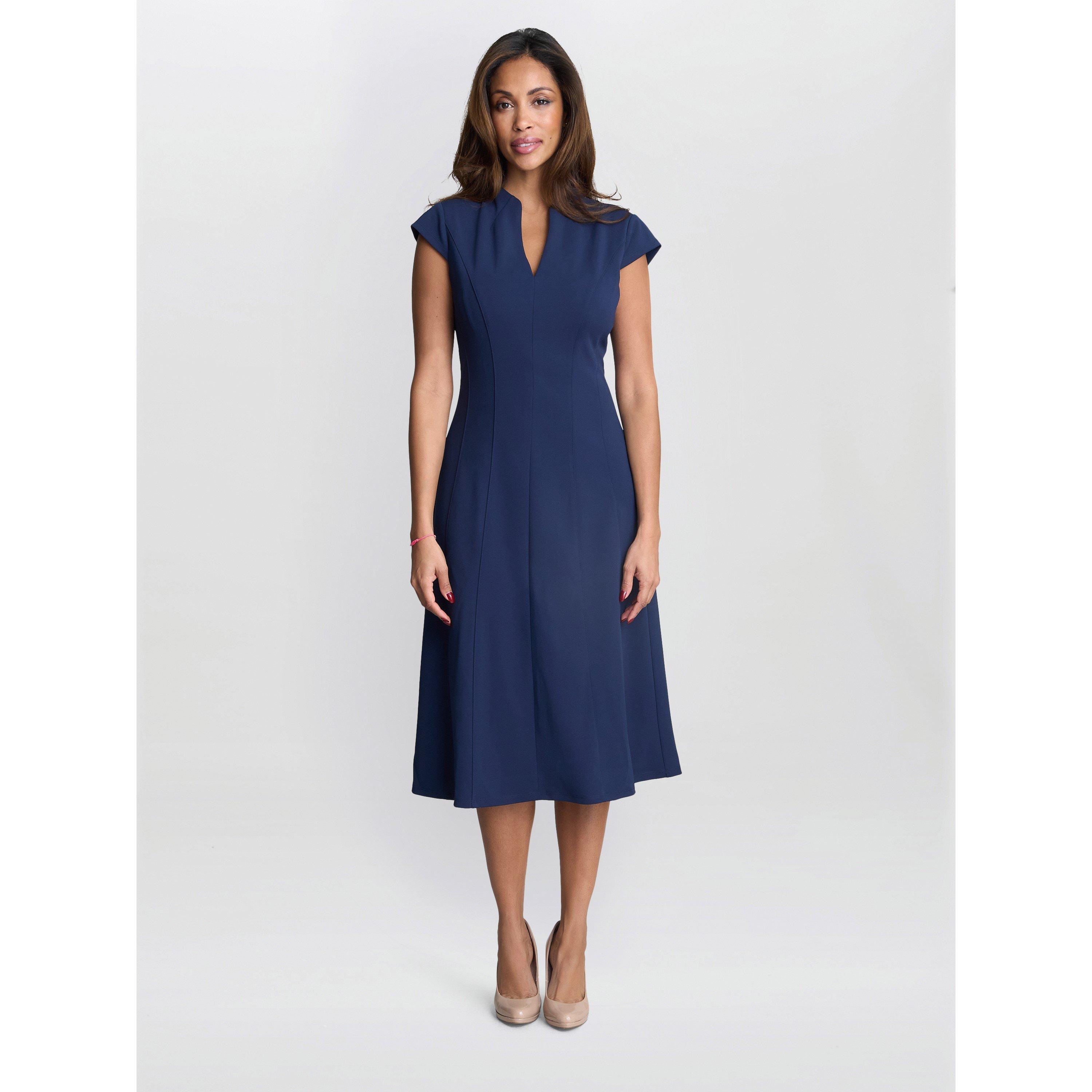 Navy - Gina Bacconi - MAXENE FIT AND FLARE MIDI DRESS - 2
