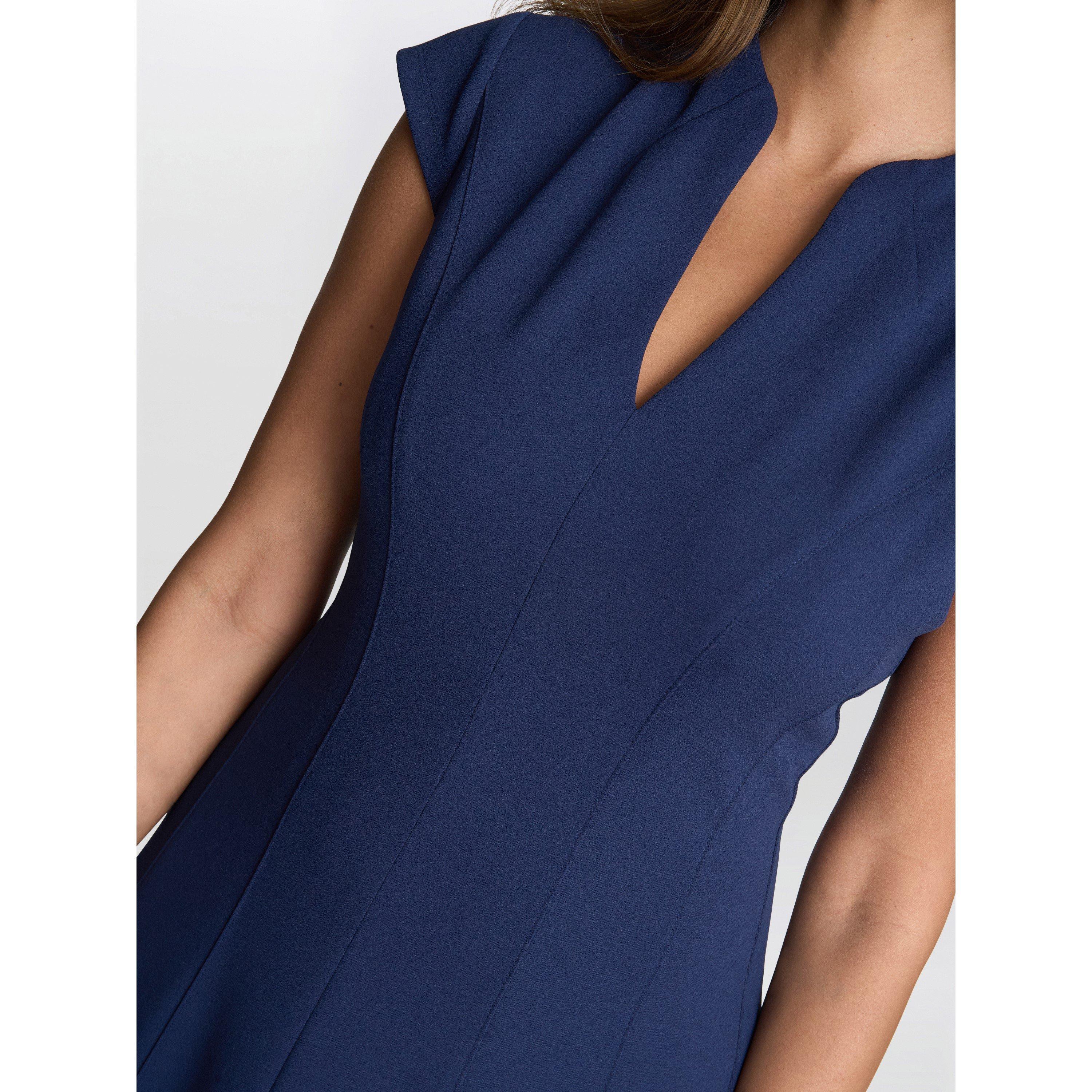 Navy - Gina Bacconi - MAXENE FIT AND FLARE MIDI DRESS - 5